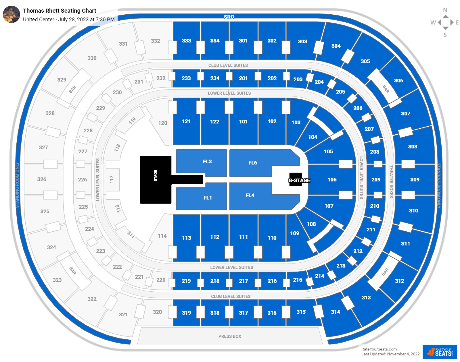 Thomas Rhett seating chart United Center