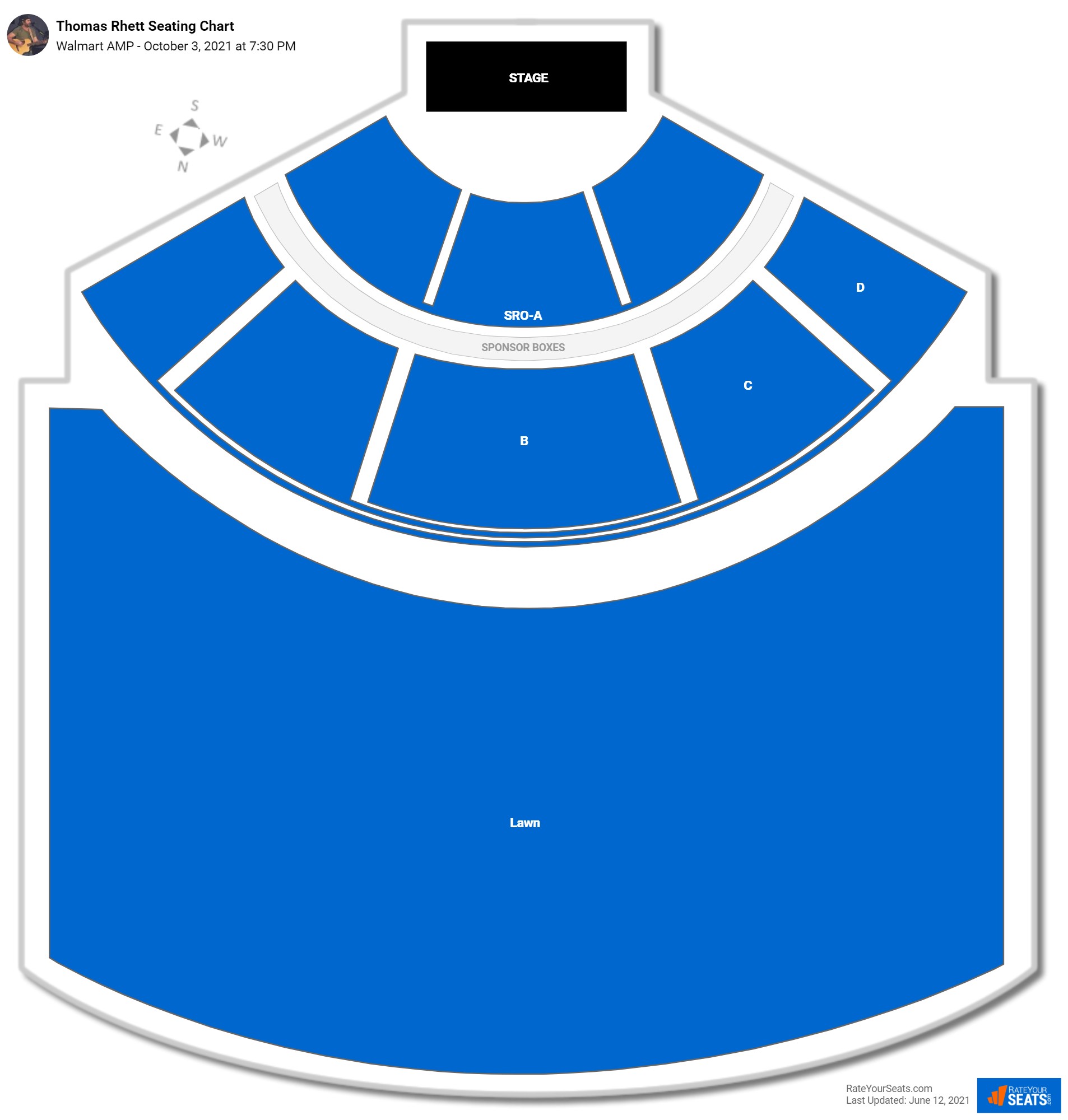 Thomas Rhett seating chart Walmart AMP
