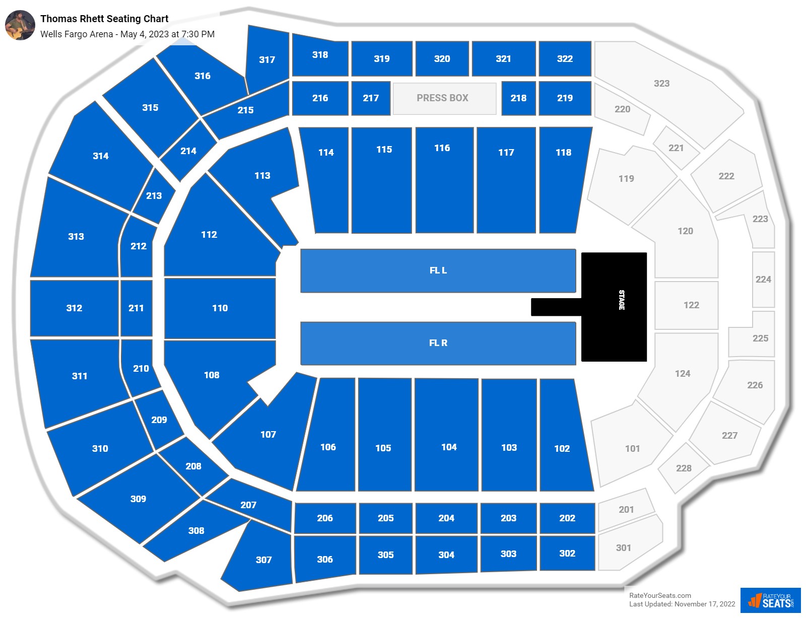 Thomas Rhett seating chart Wells Fargo Arena