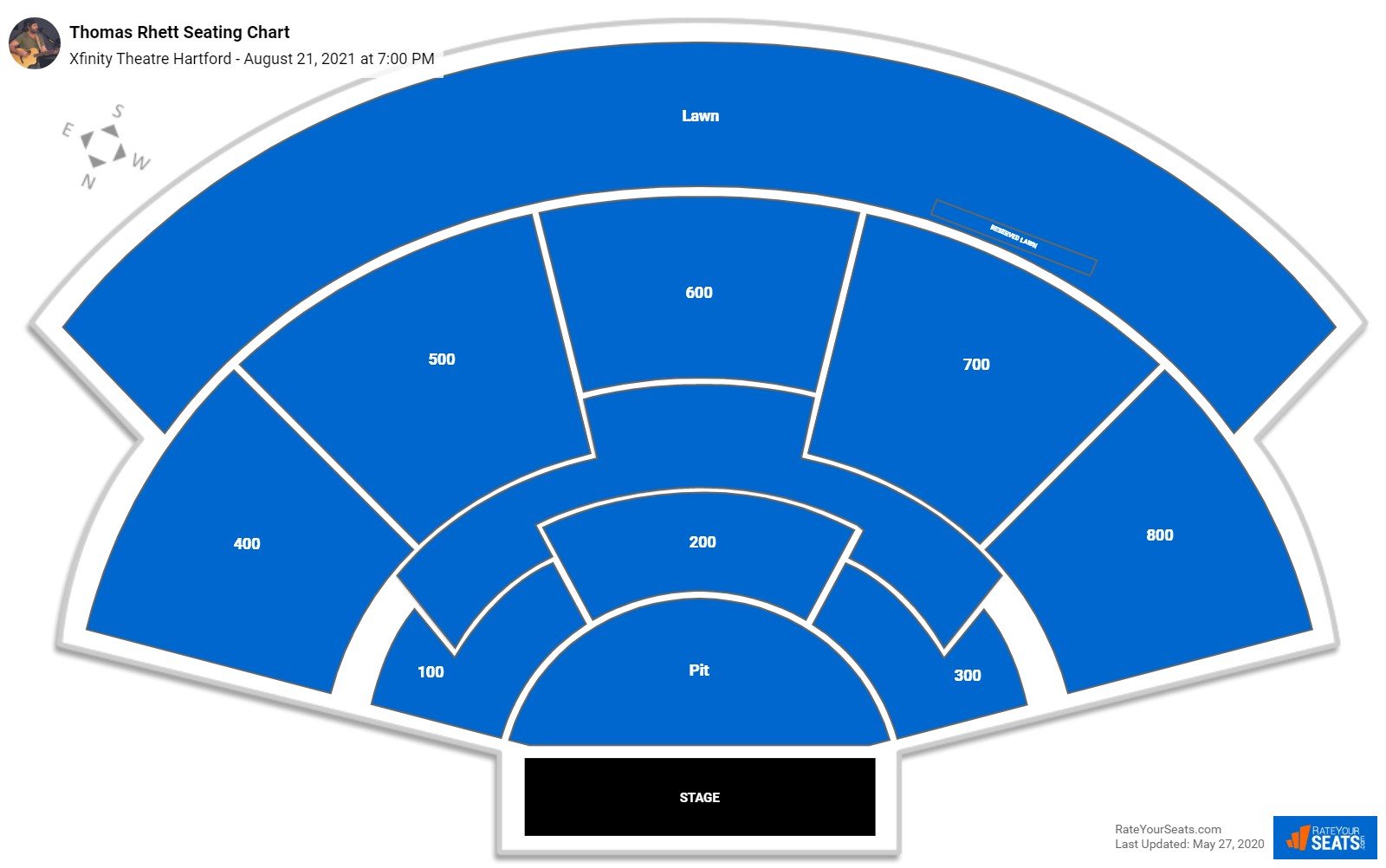 Thomas Rhett seating chart Xfinity Theatre Hartford
