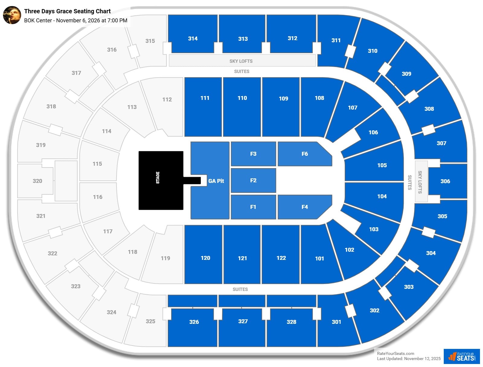 Three Days Grace seating chart BOK Center