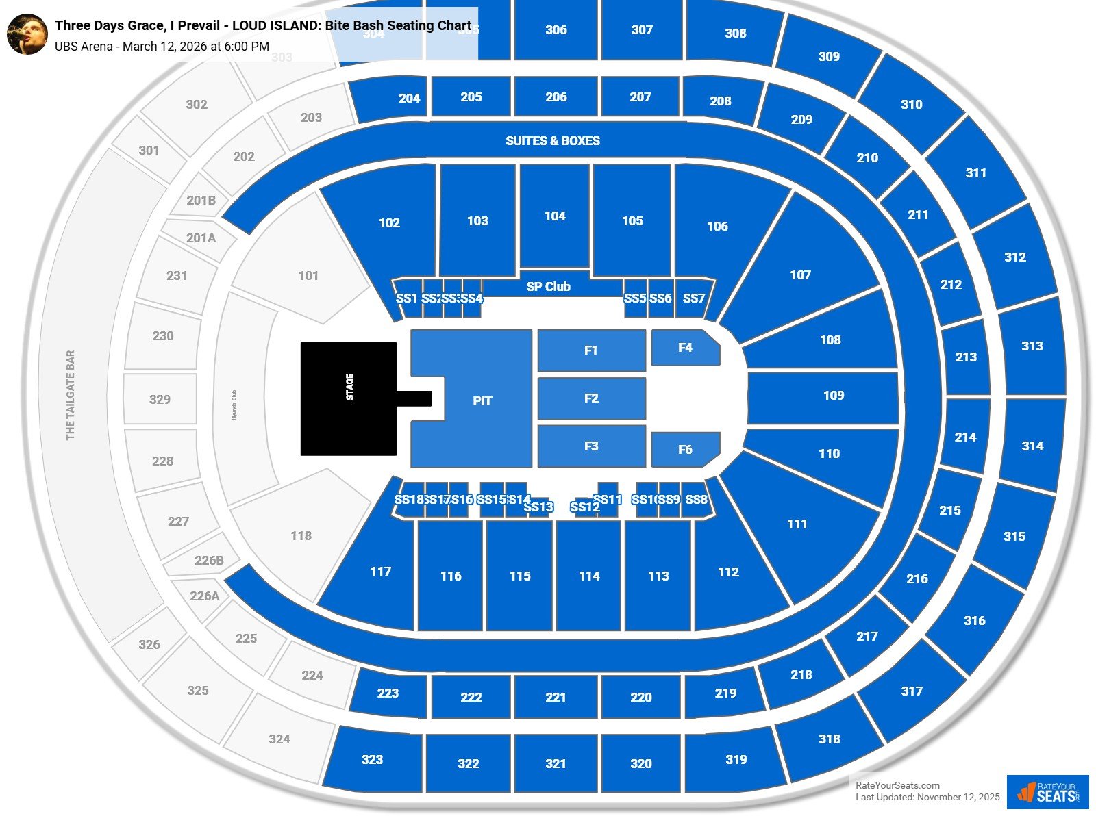 Three Days Grace, I Prevail - LOUD ISLAND: Bite Bash seating chart UBS Arena