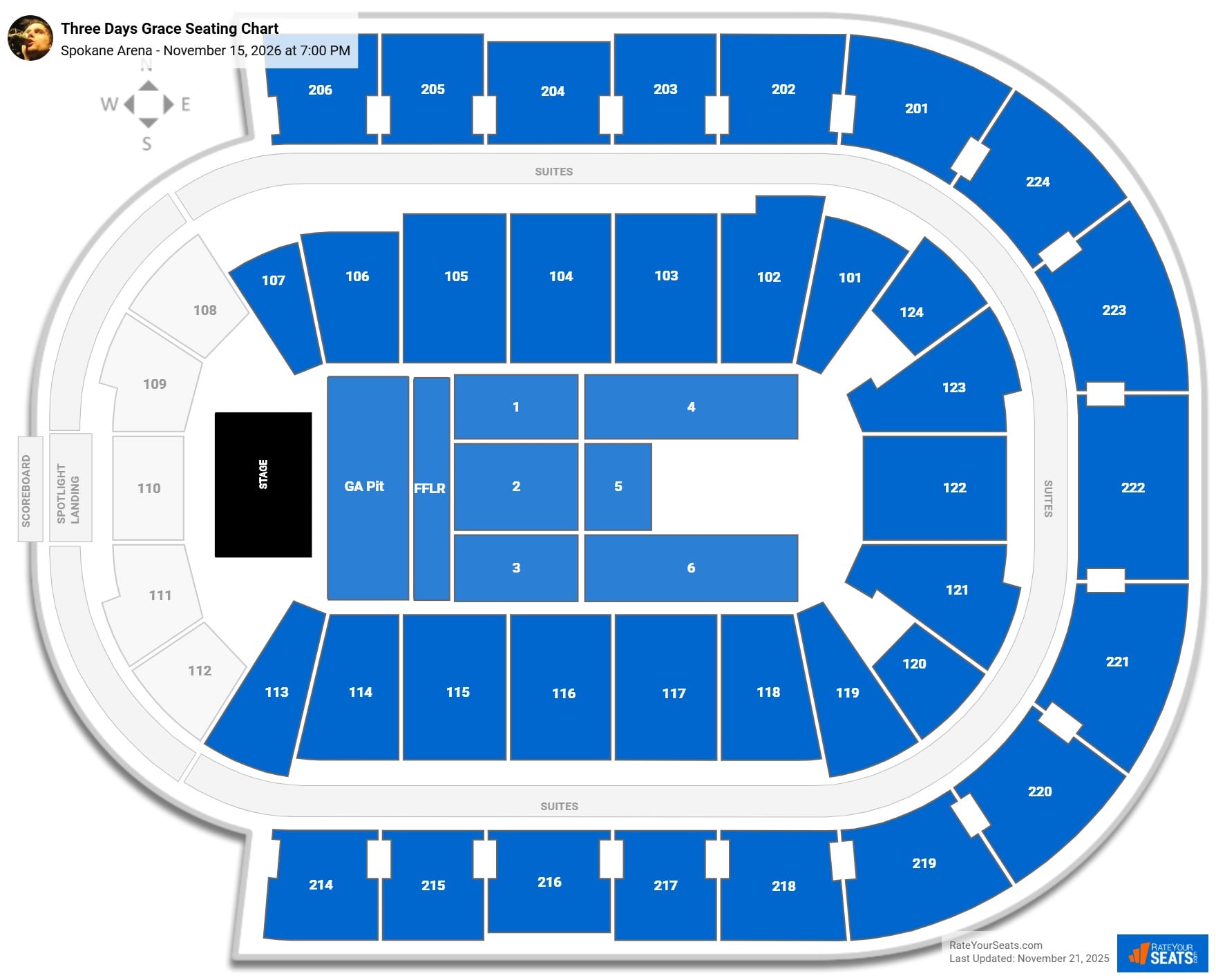 Three Days Grace seating chart Spokane Arena