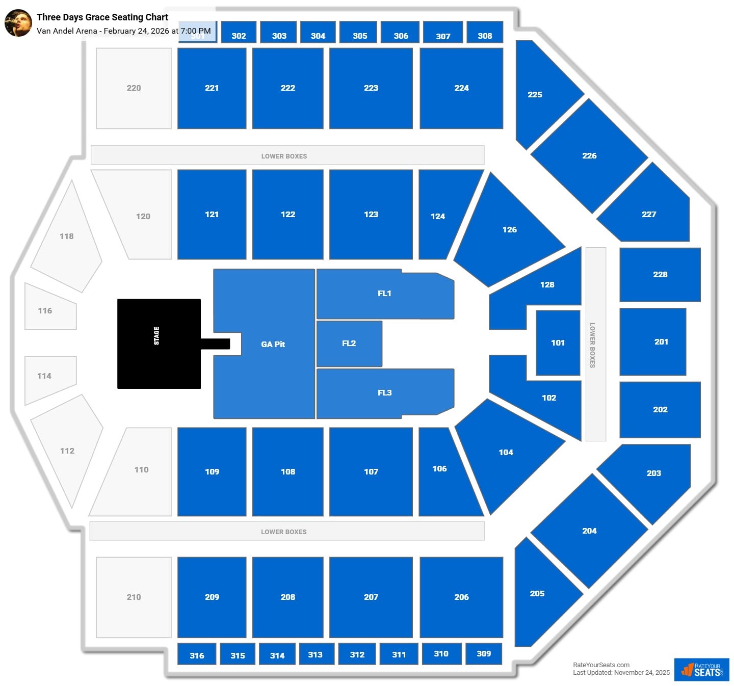 Three Days Grace seating chart Van Andel Arena