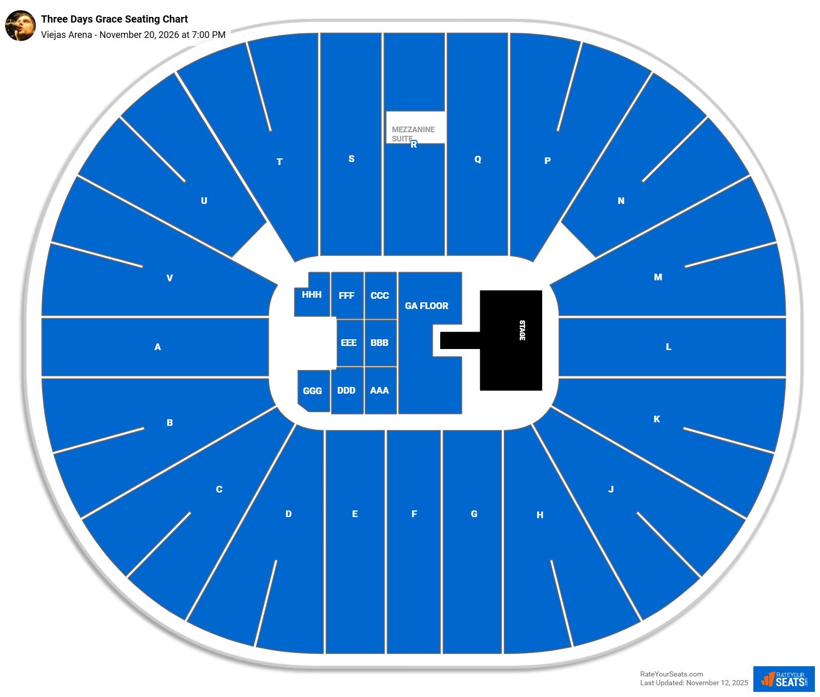 Three Days Grace seating chart Viejas Arena