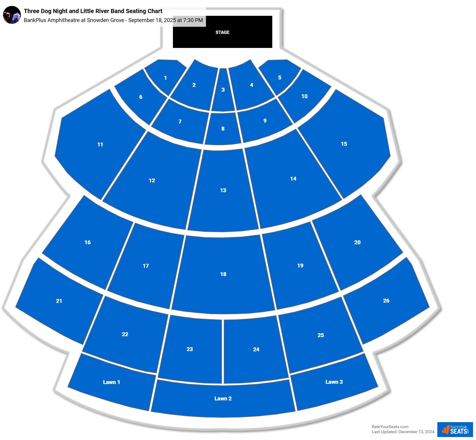 Three Dog Night and Little River Band seating chart BankPlus Amphitheatre at Snowden Grove