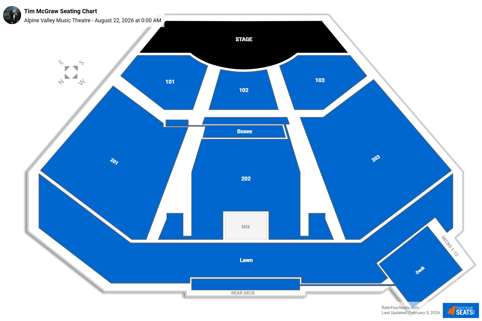 Tim McGraw seating chart Alpine Valley Music Theatre