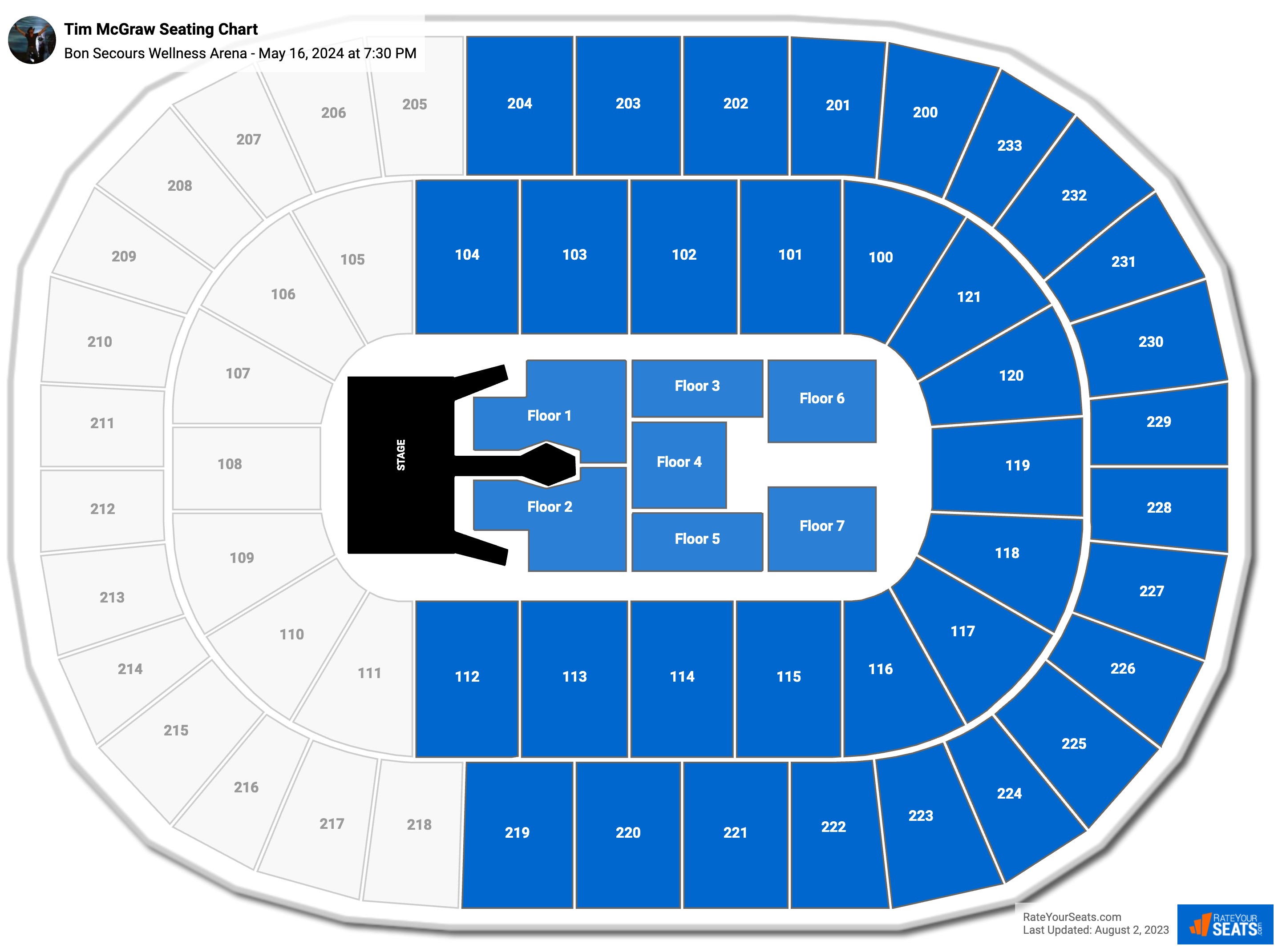 Tim McGraw seating chart Bon Secours Wellness Arena