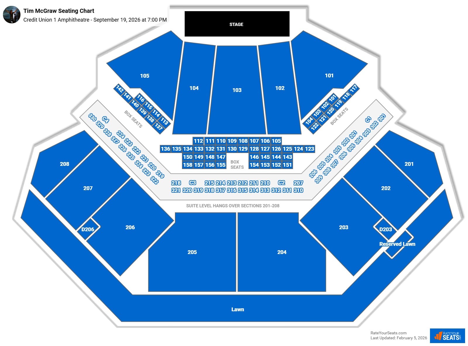 Tim McGraw seating chart Credit Union 1 Amphitheatre