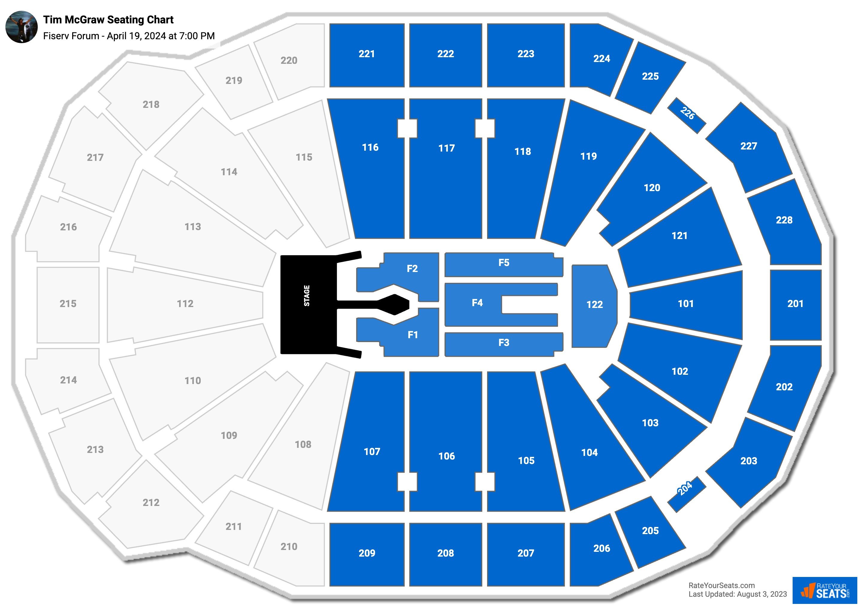 Tim McGraw seating chart Fiserv Forum