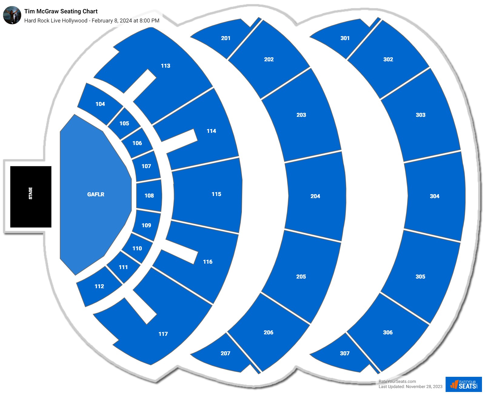 Tim McGraw seating chart Hard Rock Live Hollywood