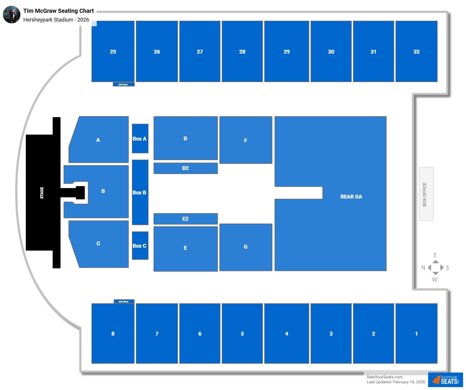 Tim McGraw seating chart Hersheypark Stadium