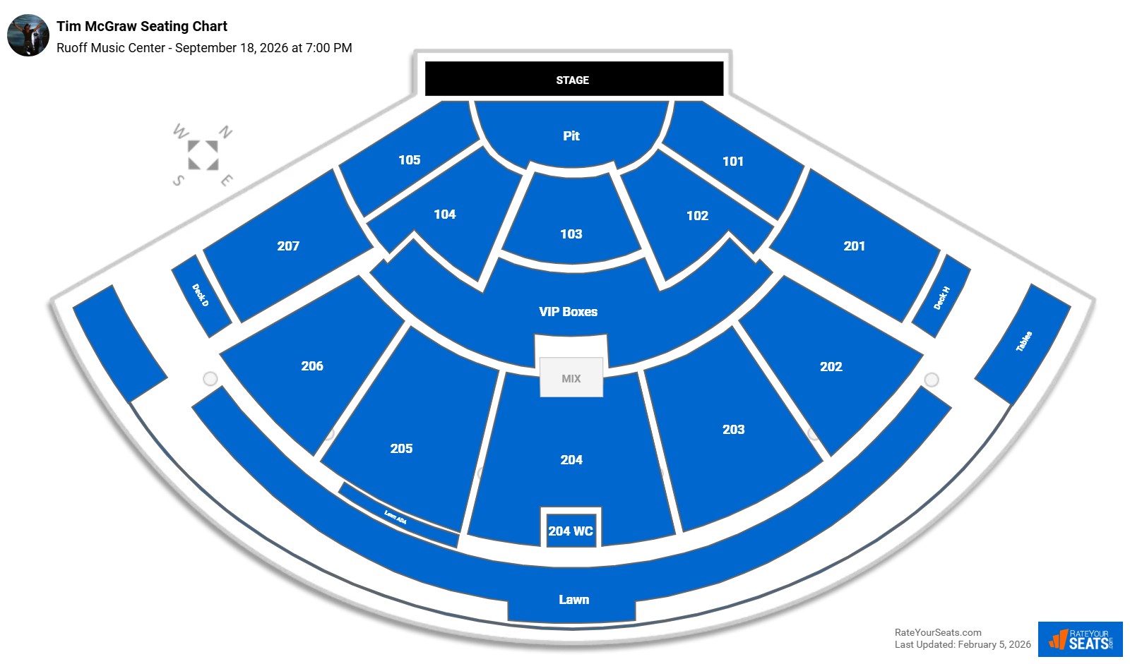 Tim McGraw seating chart Ruoff Music Center