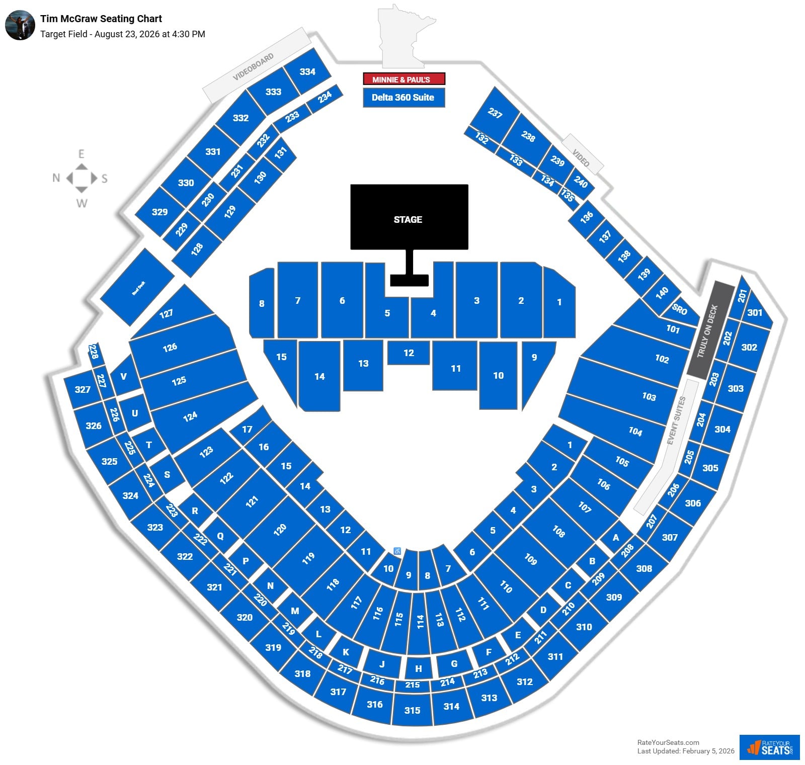 Tim McGraw seating chart Target Field