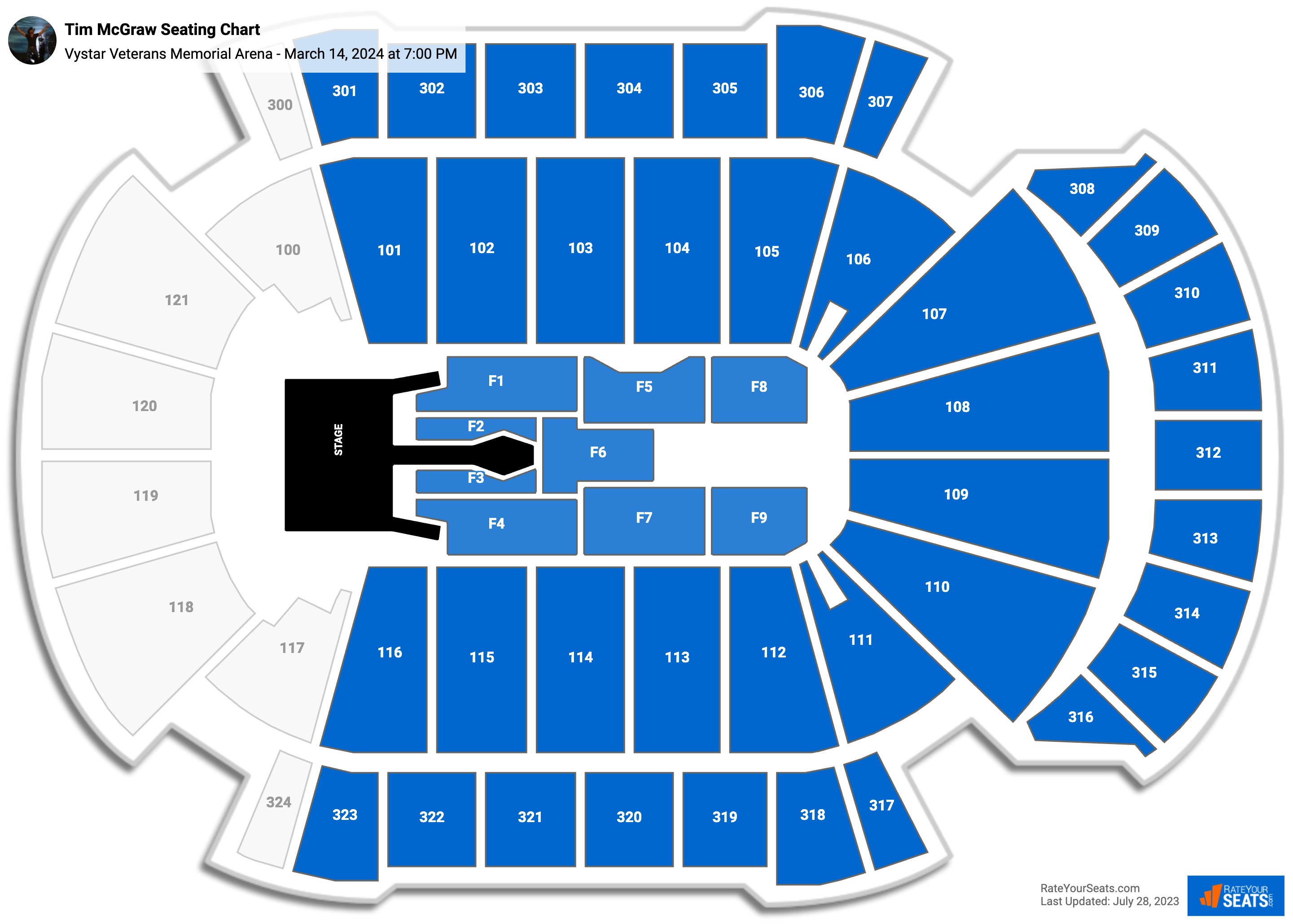 Tim McGraw seating chart Vystar Veterans Memorial Arena