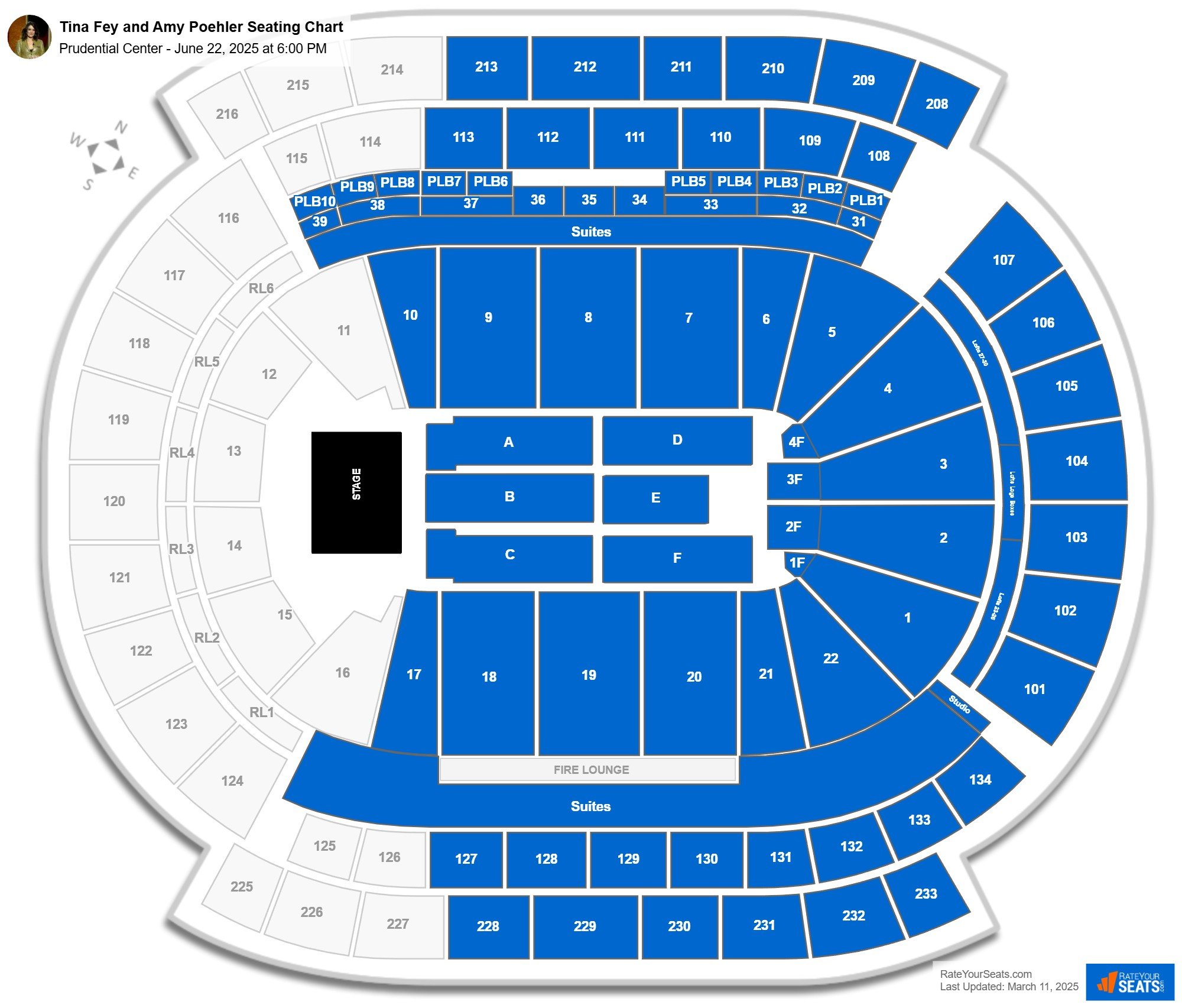 Tina Fey and Amy Poehler seating chart Prudential Center