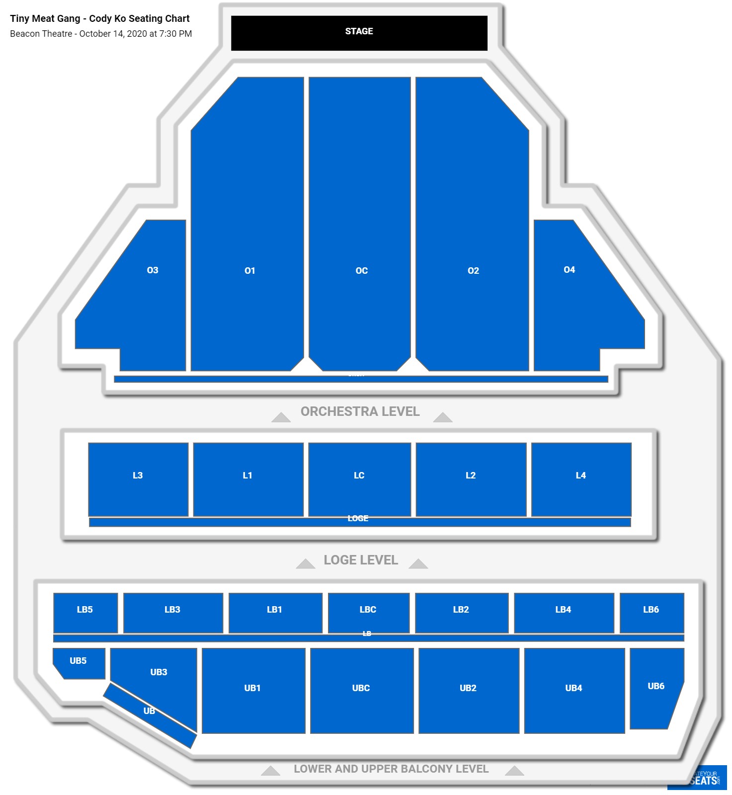 Tiny Meat Gang - Cody Ko seating chart Beacon Theatre