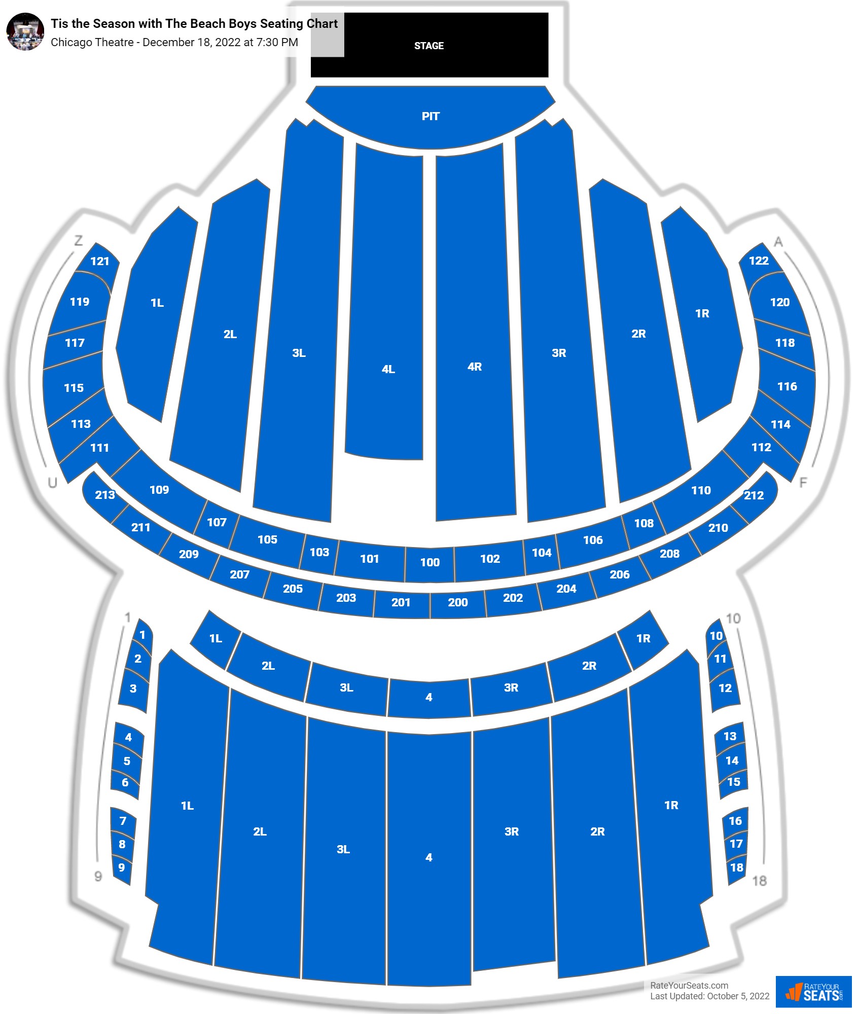 The Beach Boys - Tis The Season seating chart Chicago Theatre