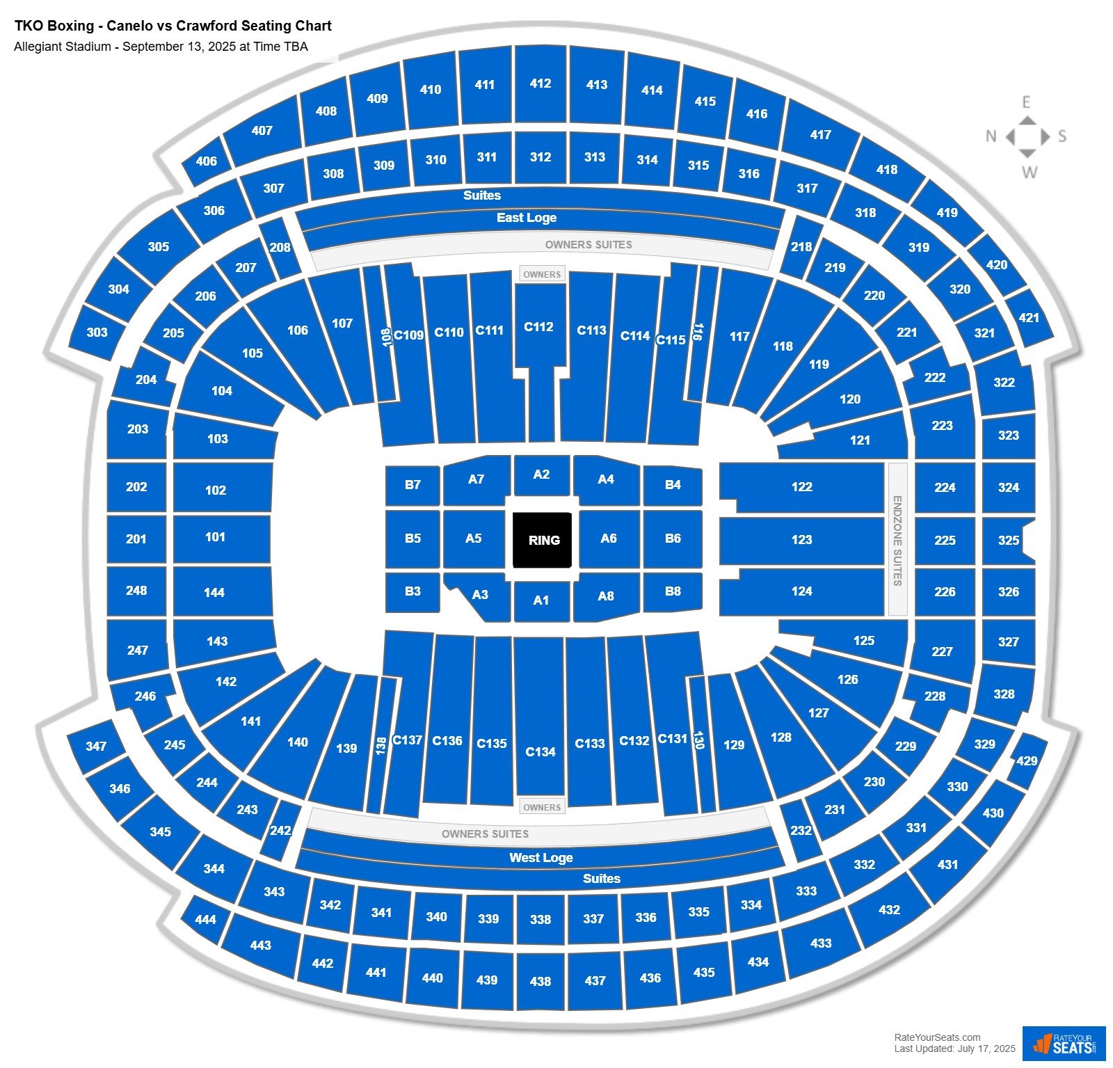 TKO Boxing - Canelo vs Crawford seating chart Allegiant Stadium