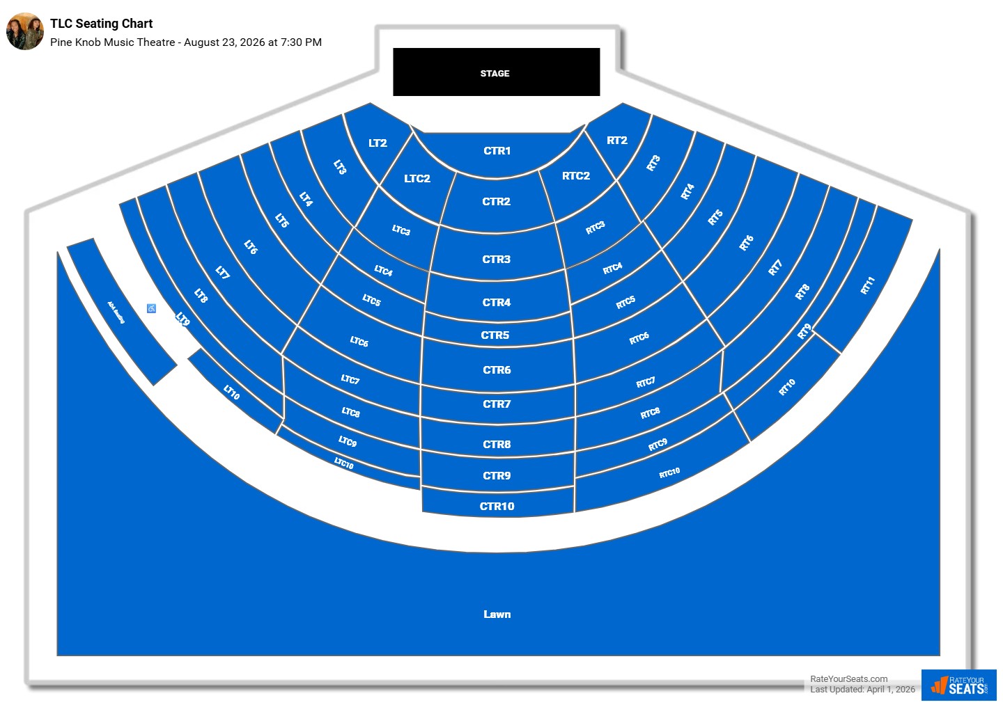 TLC seating chart Pine Knob Music Theatre