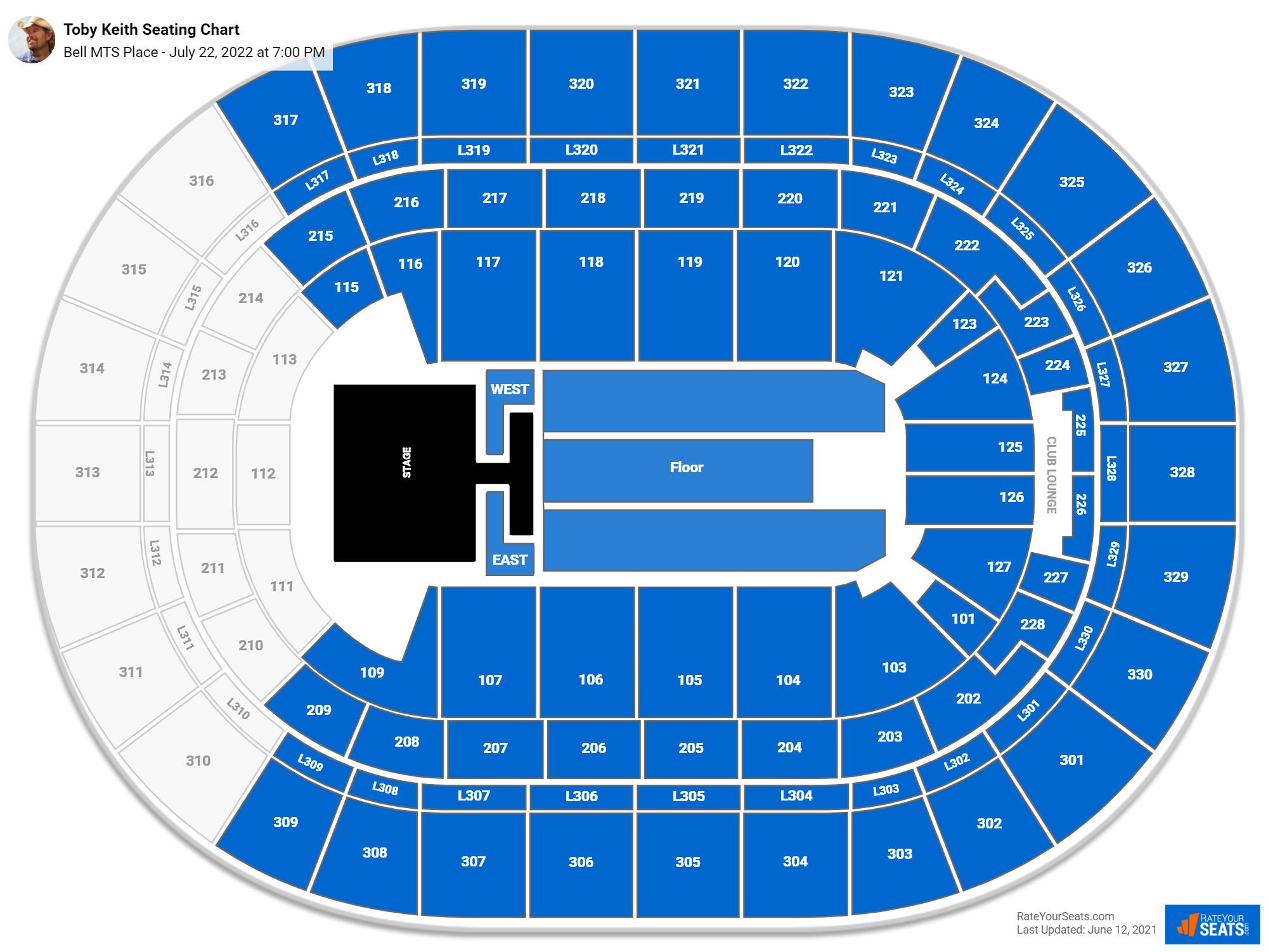 Toby Keith seating chart Canada Life Centre