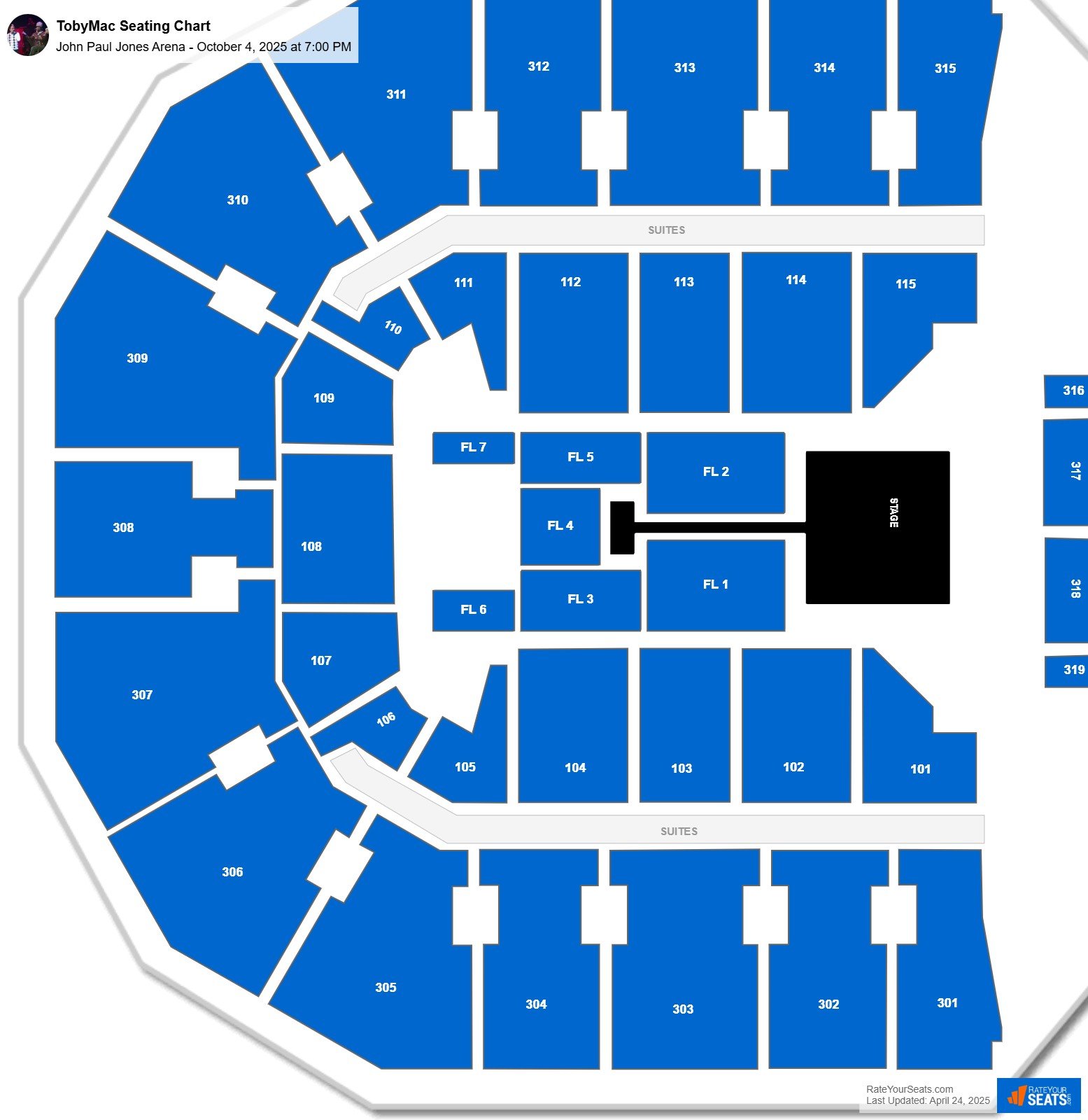 TobyMac seating chart John Paul Jones Arena