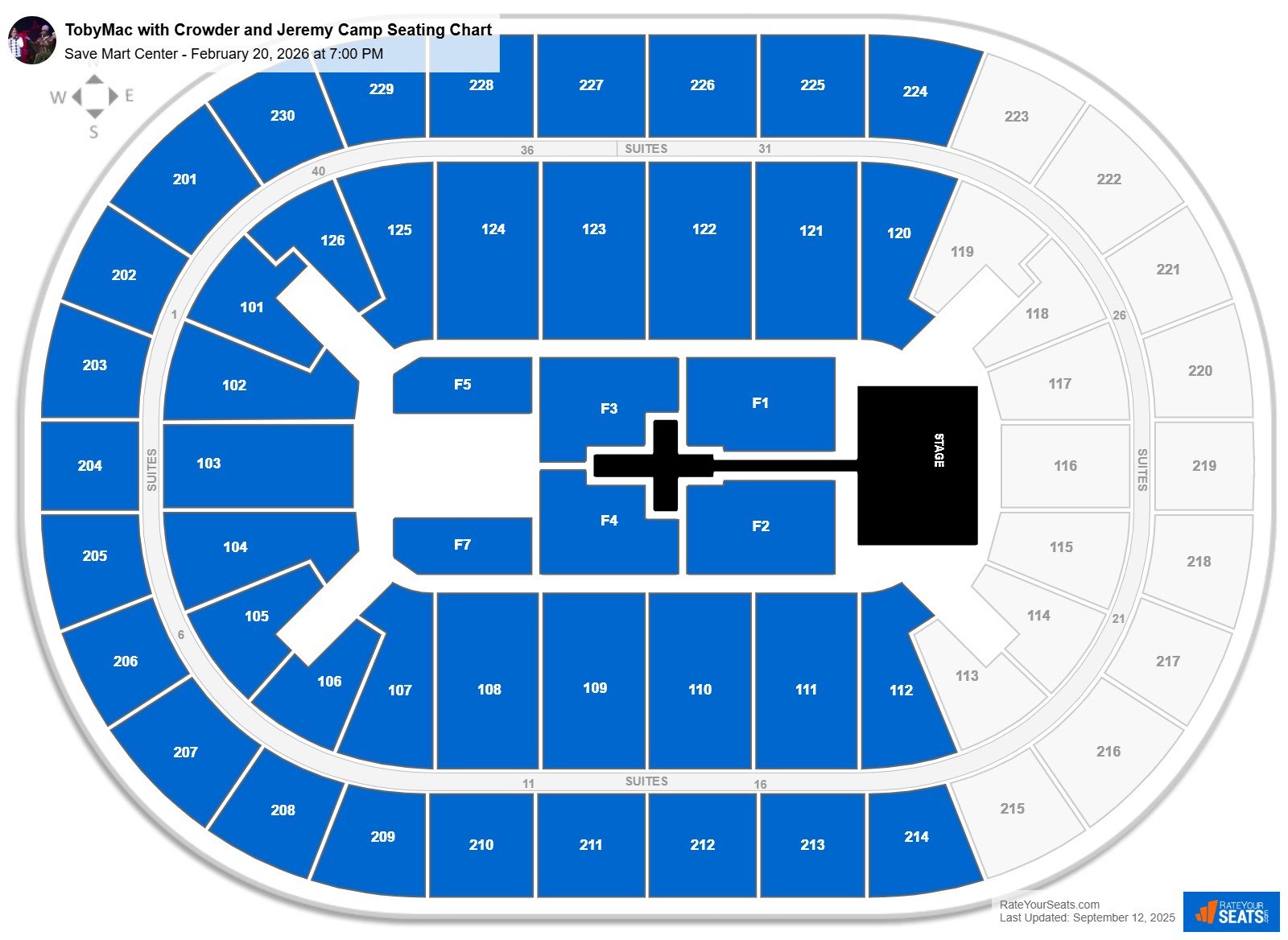 TobyMac with Crowder and Jeremy Camp seating chart Save Mart Center