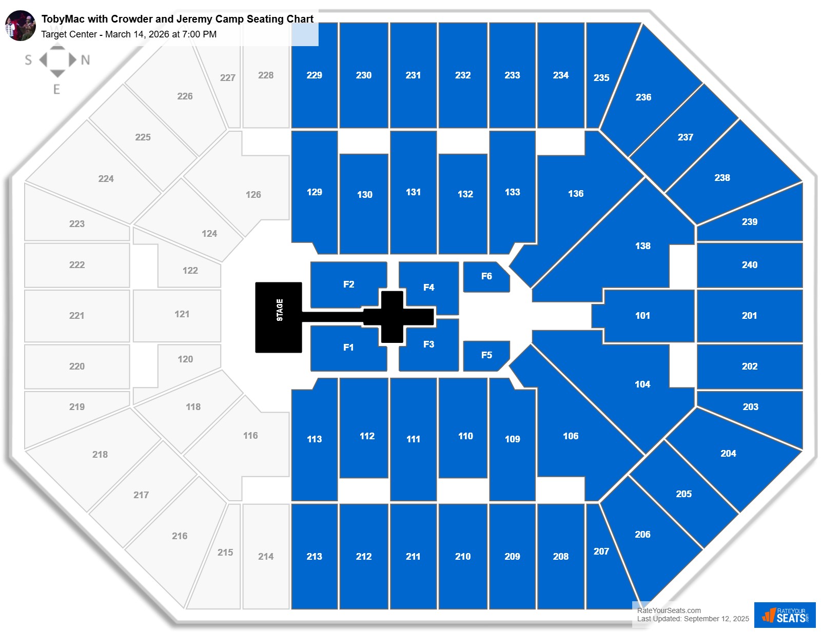 TobyMac with Crowder and Jeremy Camp seating chart Target Center