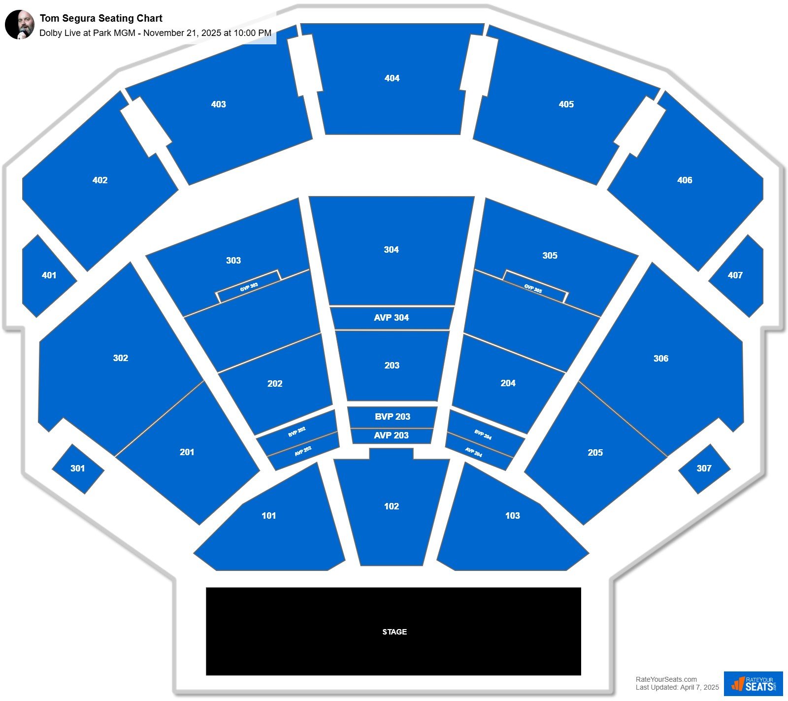 Tom Segura seating chart Dolby Live at Park MGM