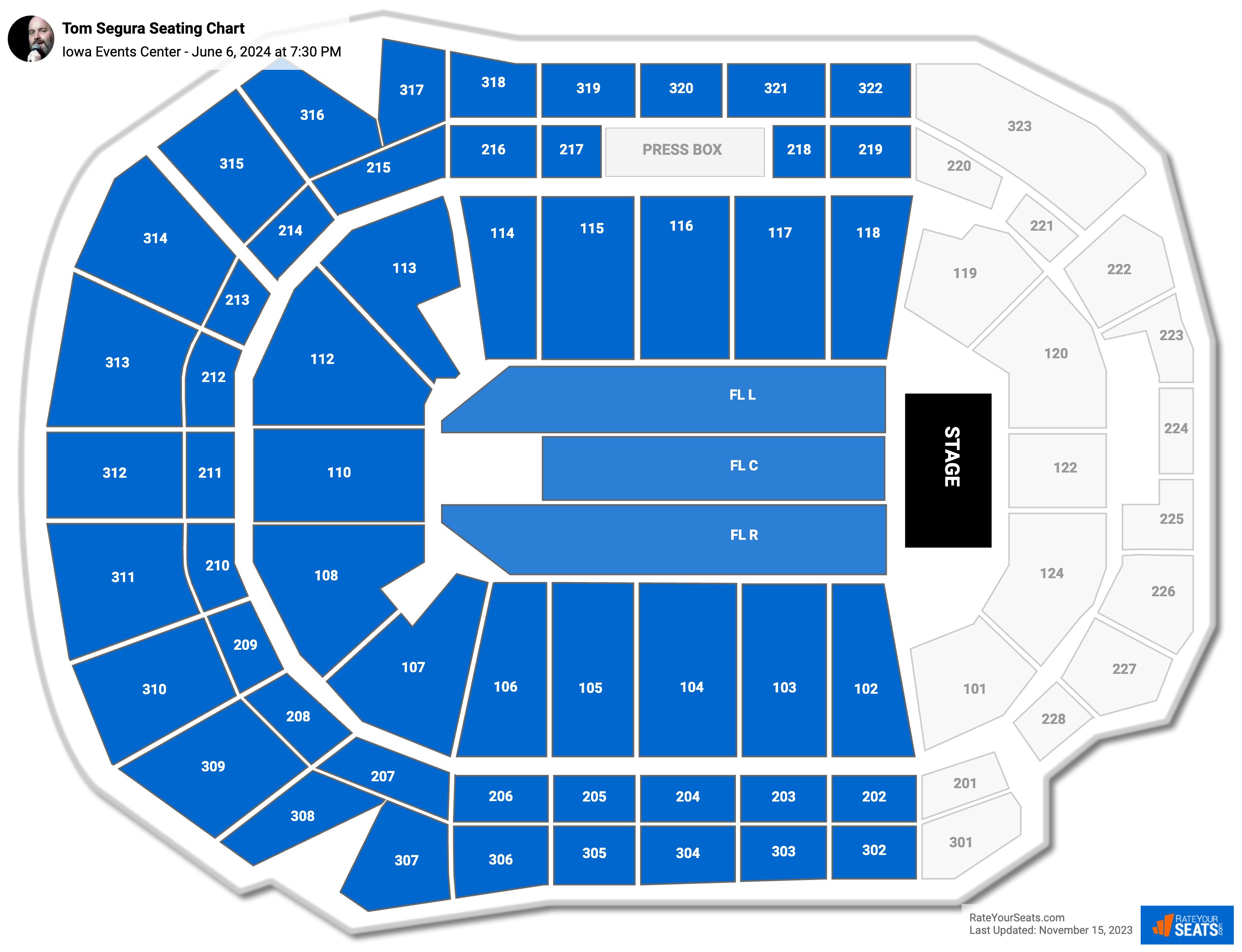 Tom Segura seating chart Iowa Events Center