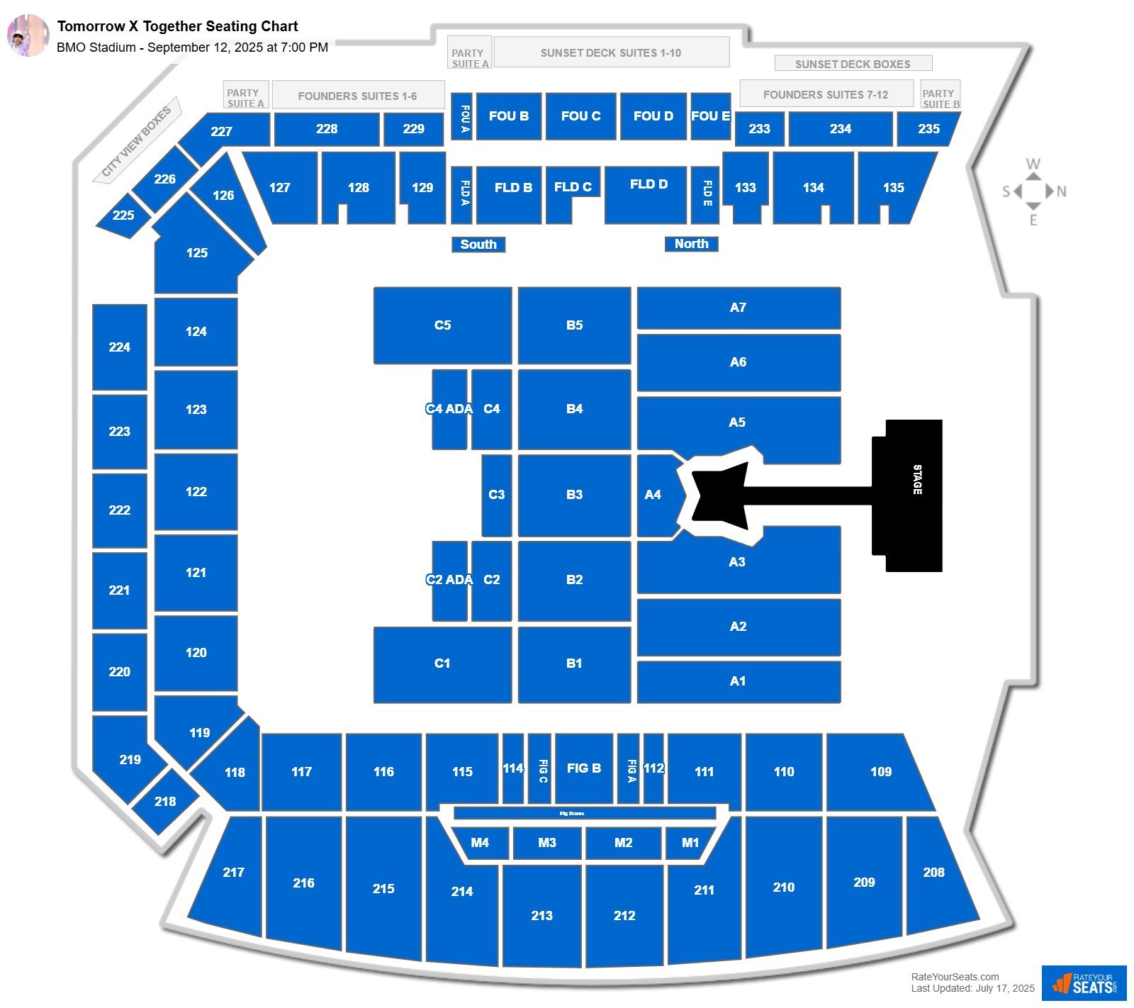 Tomorrow X Together seating chart BMO Stadium