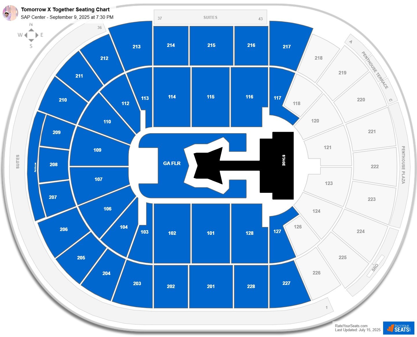 Tomorrow X Together seating chart SAP Center