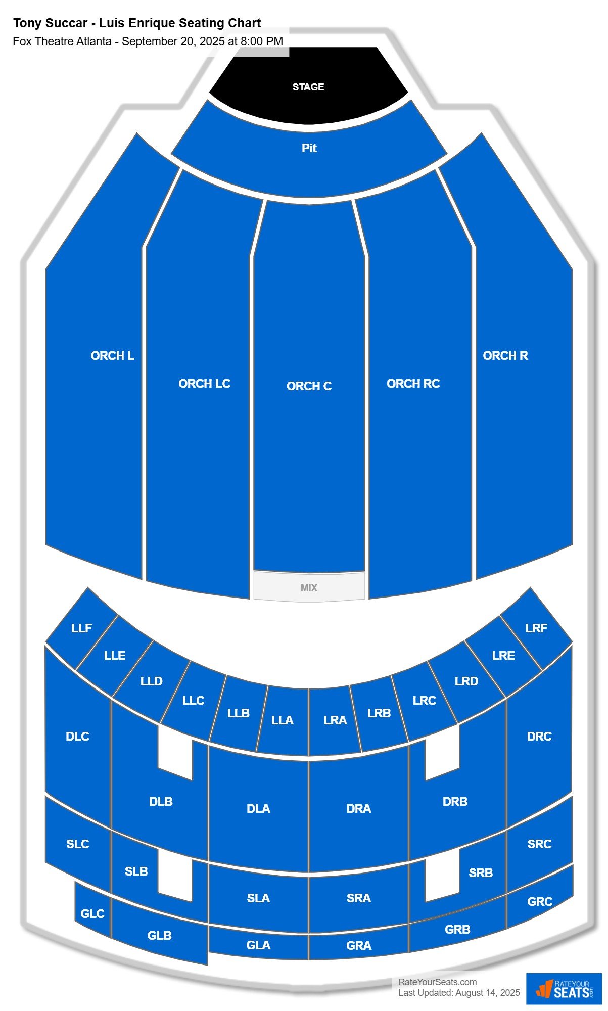 Tony Succar - Luis Enrique seating chart Fox Theatre Atlanta