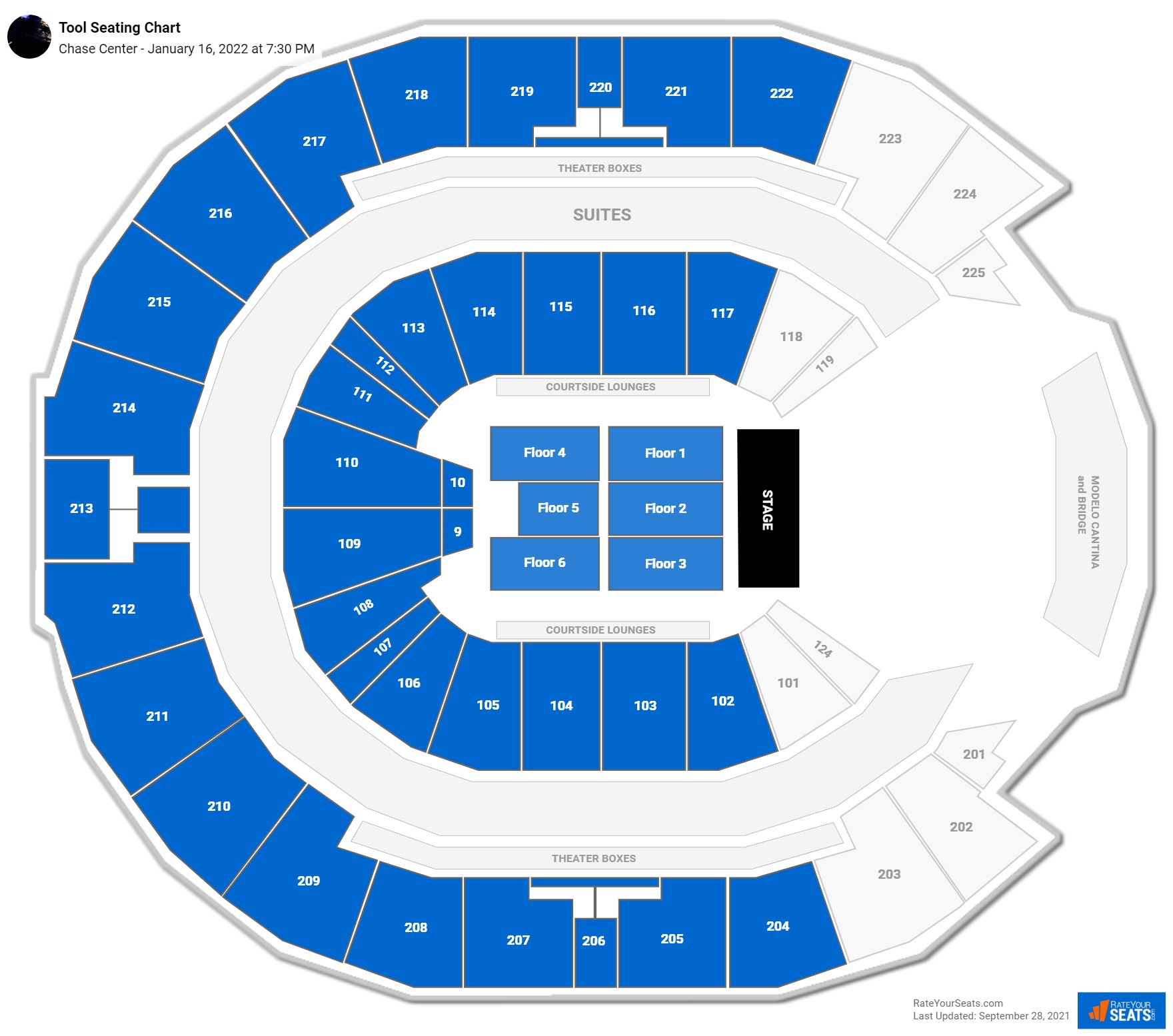 Tool seating chart Chase Center