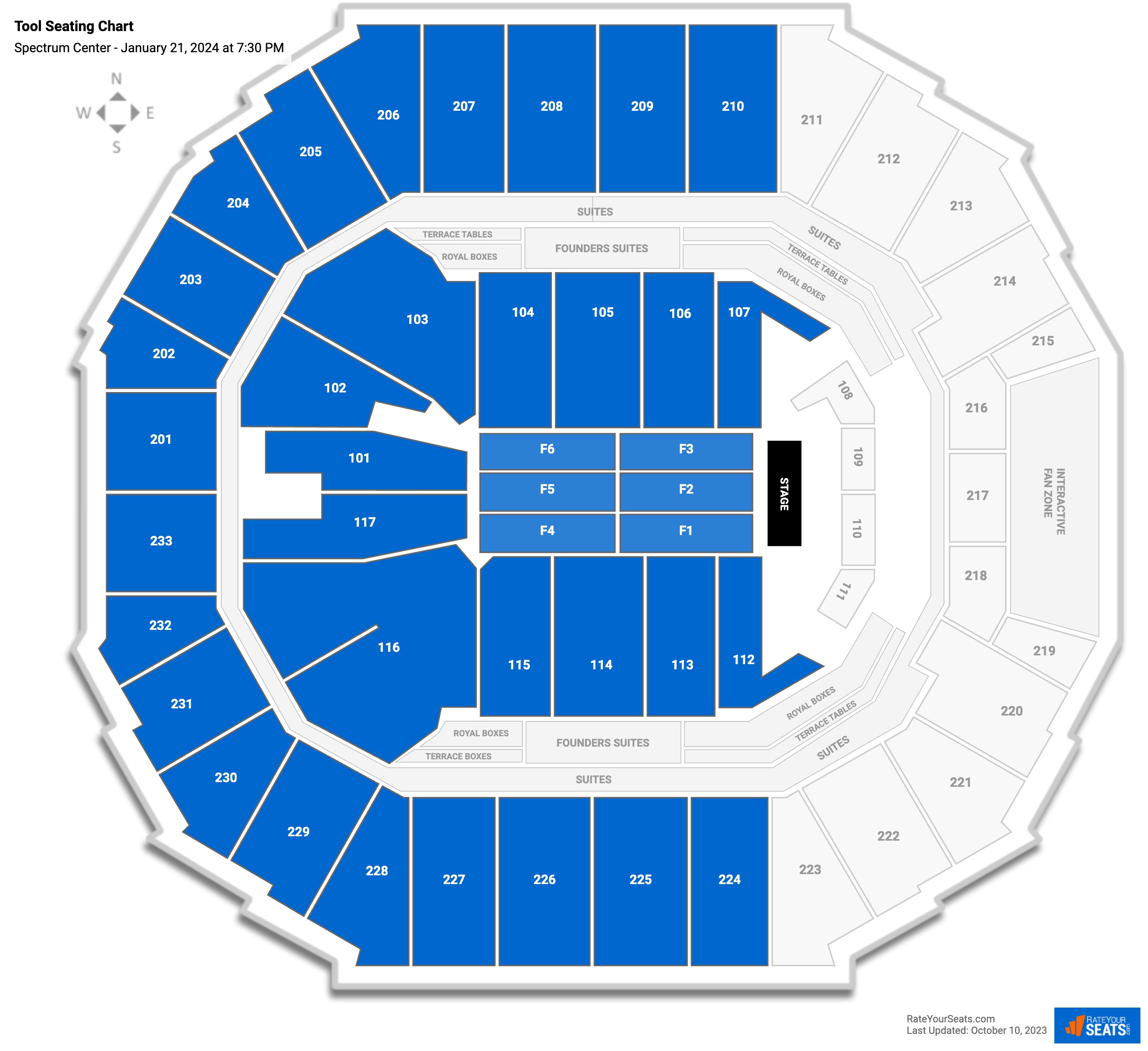 Tool seating chart Spectrum Center