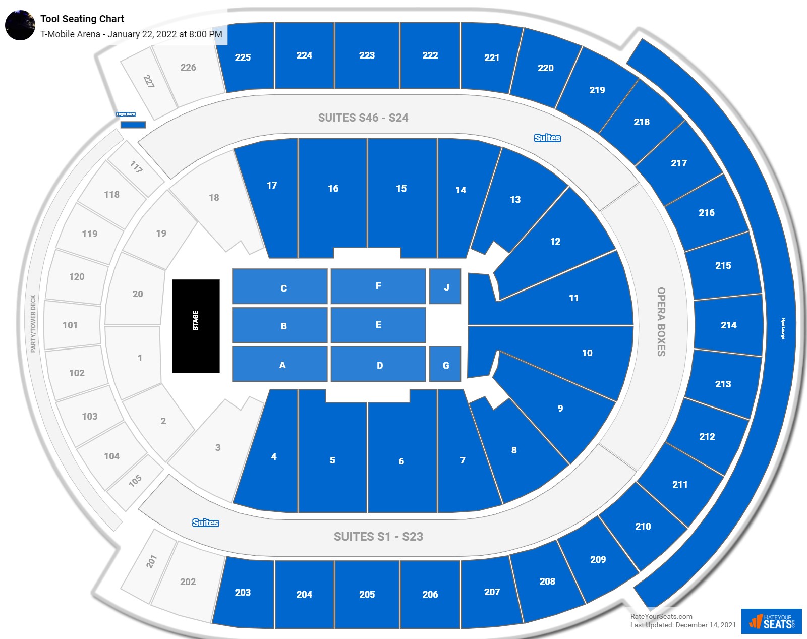 Tool seating chart T-Mobile Arena