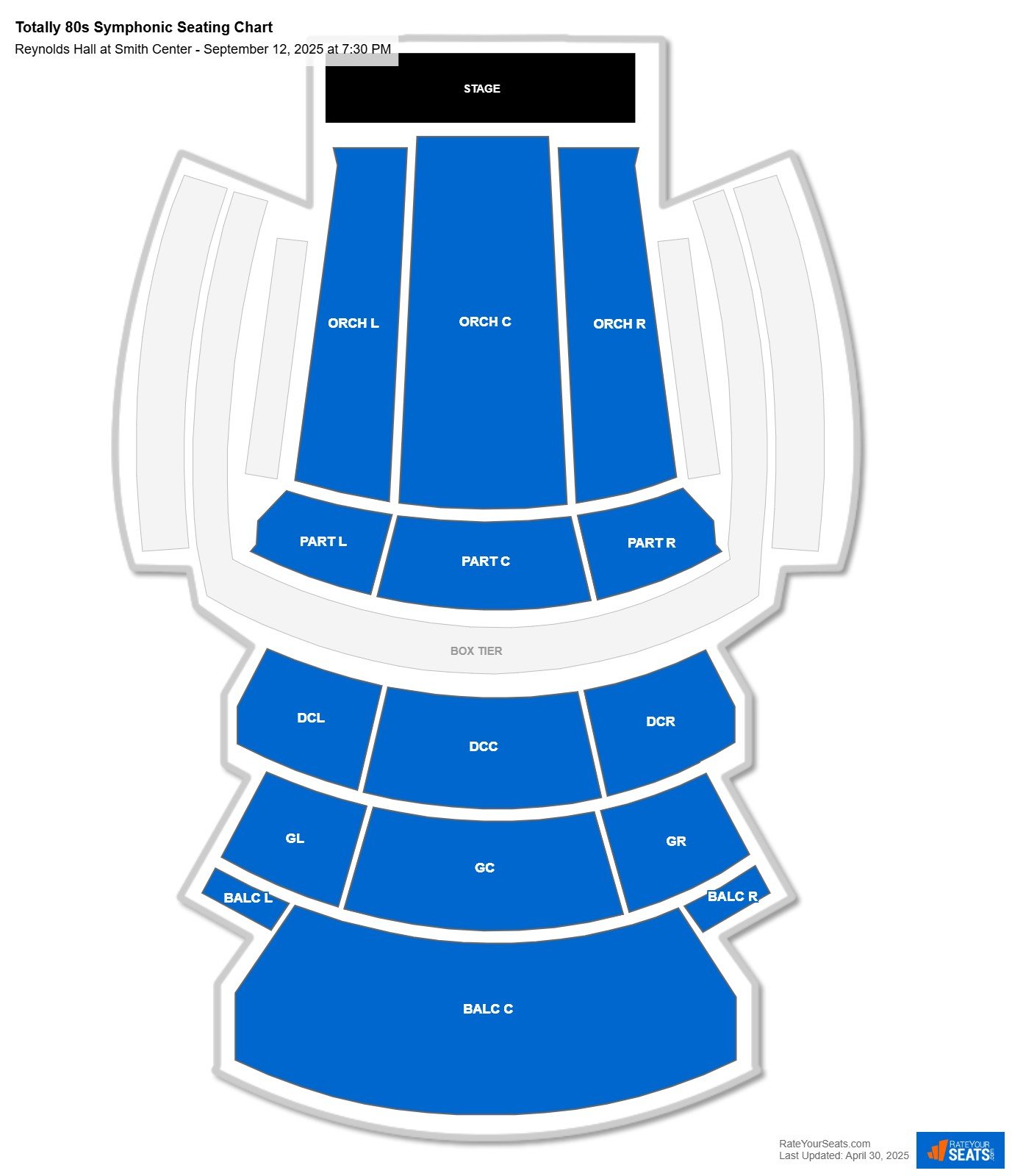 Totally 80s Symphonic seating chart Reynolds Hall at Smith Center