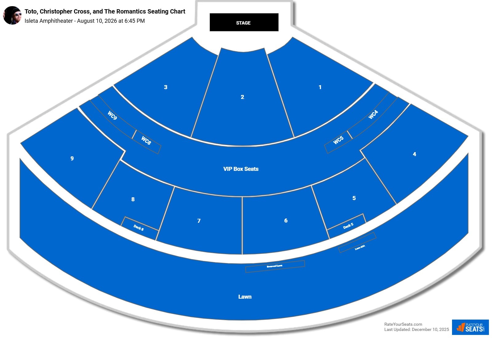 Toto, Christopher Cross, and The Romantics seating chart Isleta Amphitheater