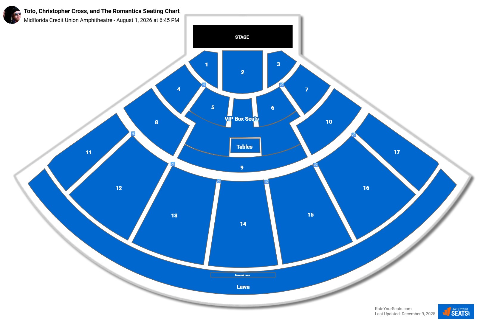 Toto, Christopher Cross, and The Romantics seating chart Midflorida Credit Union Amphitheatre