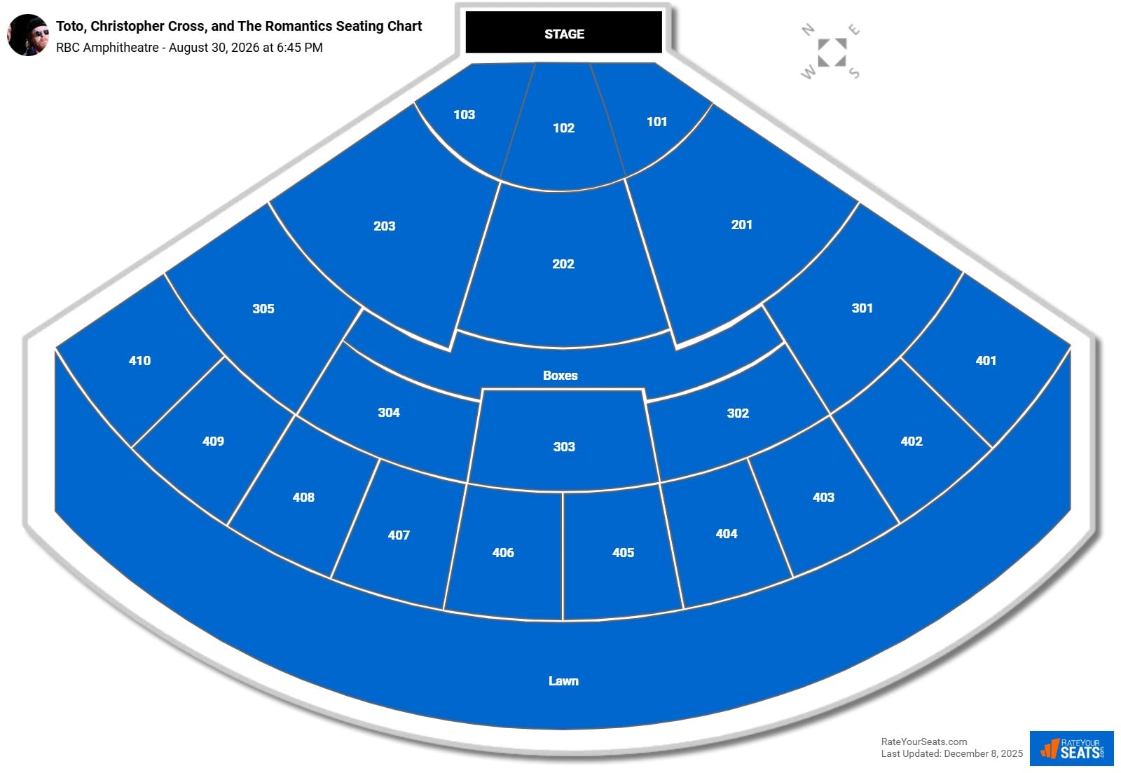 Toto, Christopher Cross, and The Romantics seating chart RBC Amphitheatre