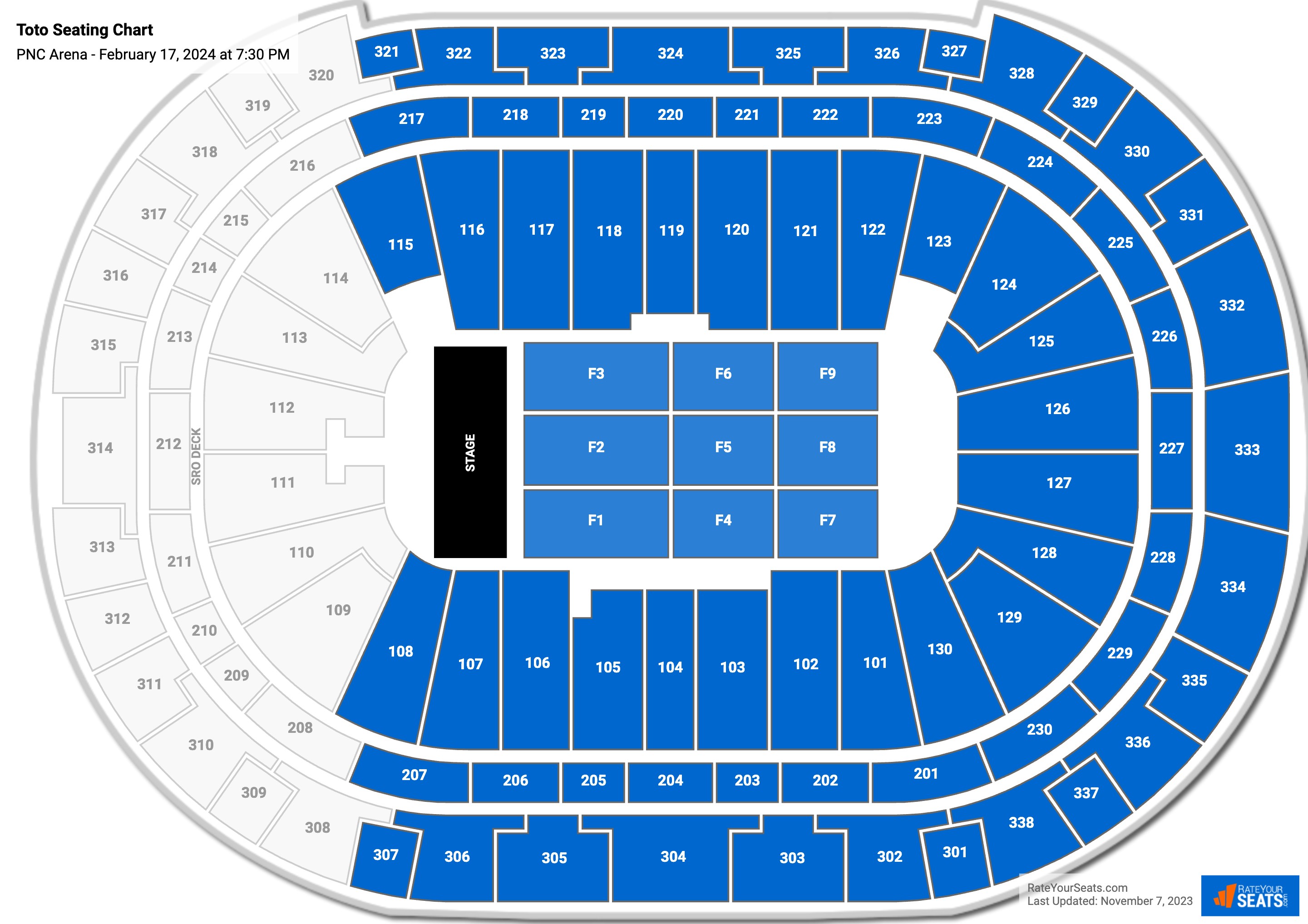 Toto seating chart PNC Arena