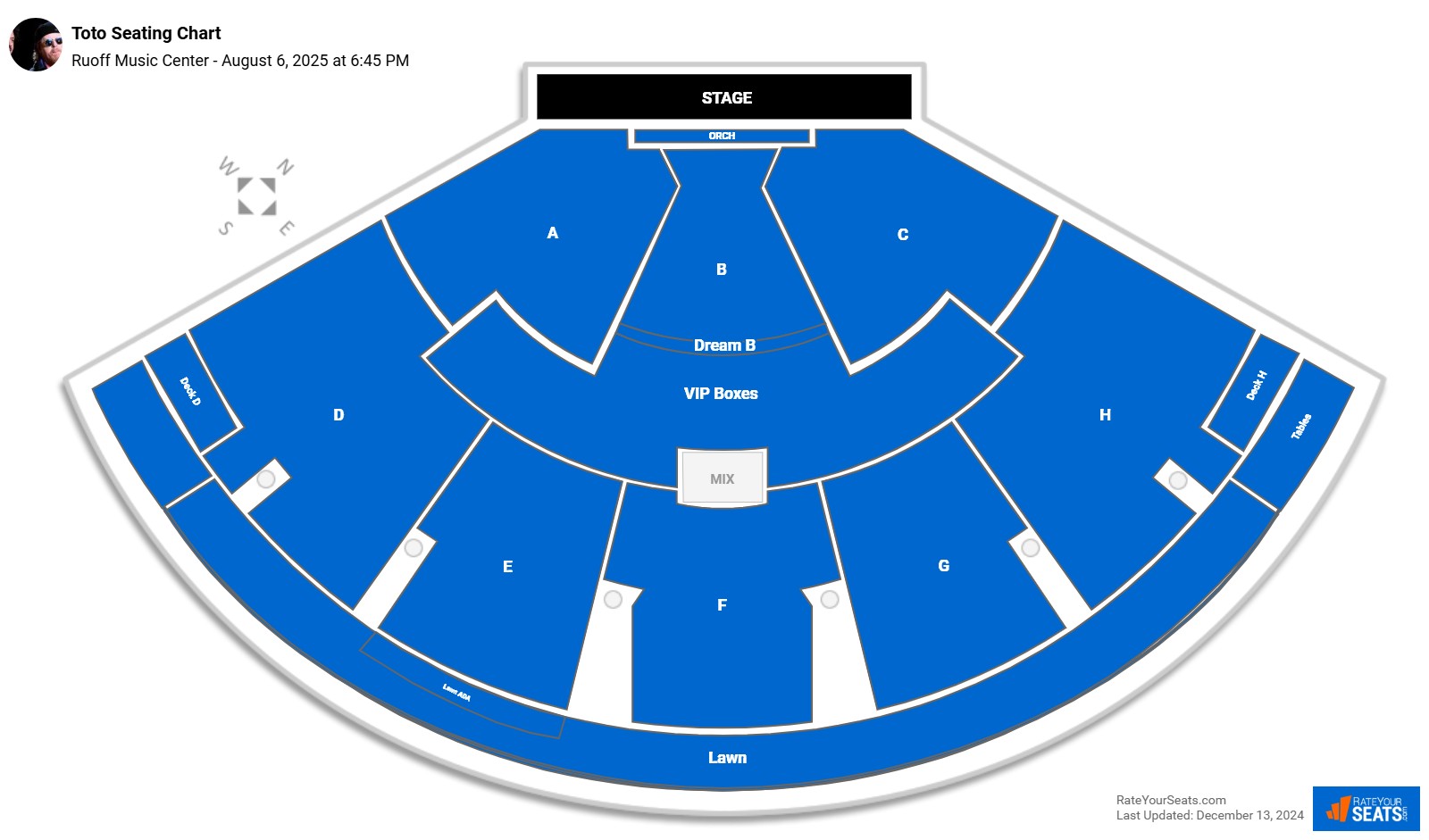 Toto seating chart Ruoff Music Center