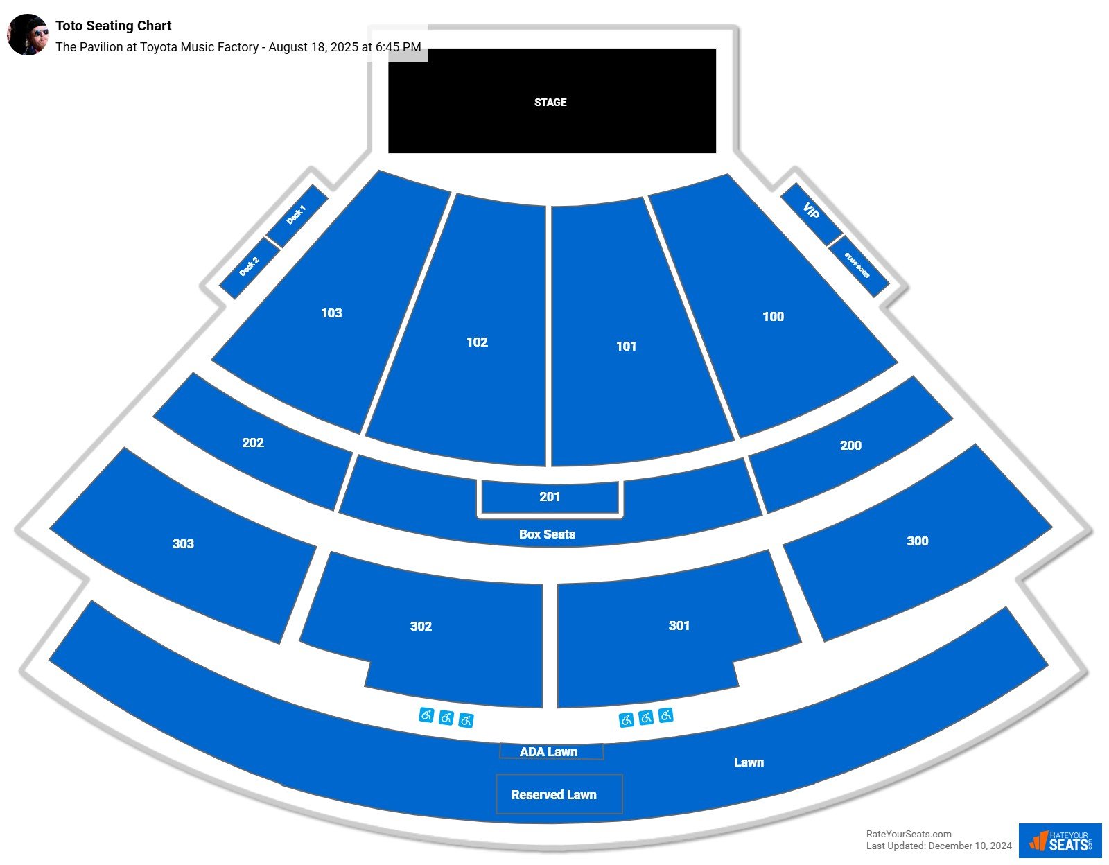 Toto seating chart The Pavilion at Toyota Music Factory