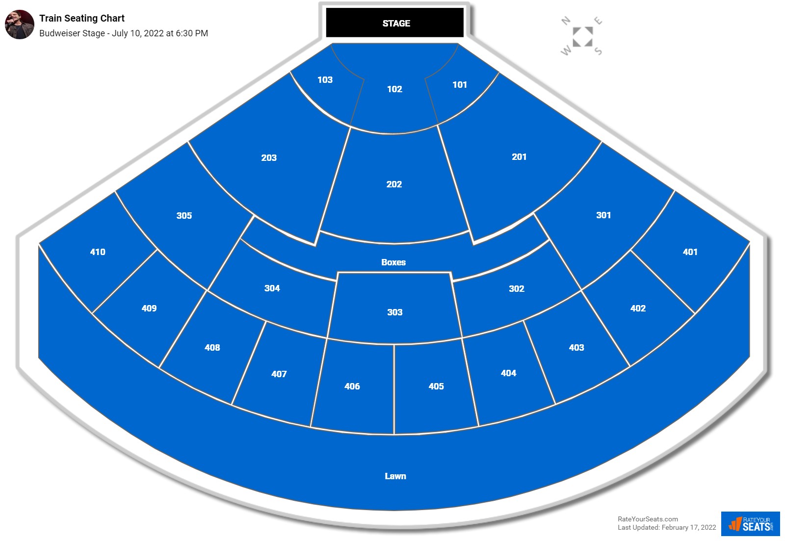 Train seating chart Budweiser Stage