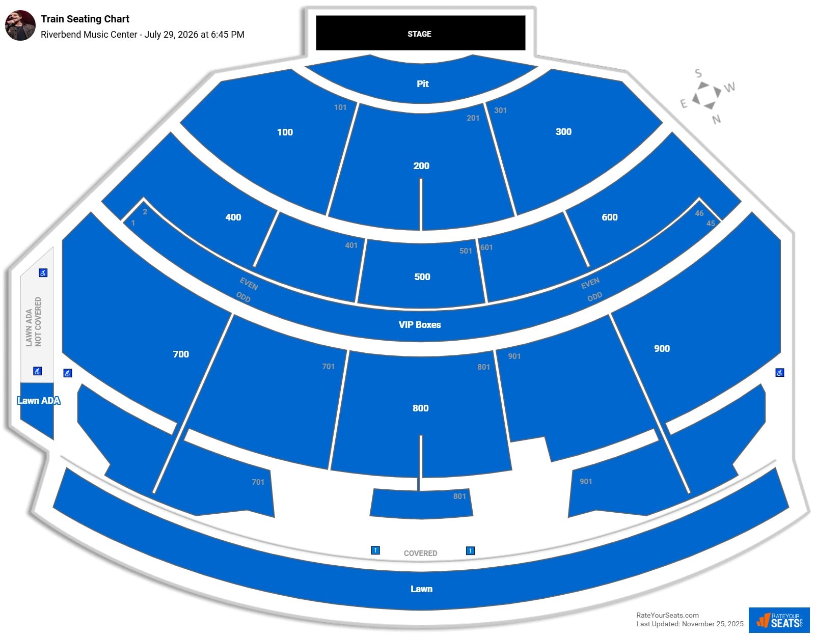 Train seating chart Riverbend Music Center
