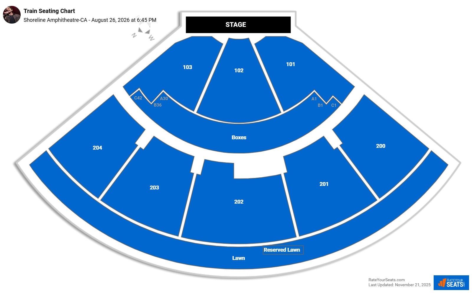 Train seating chart Shoreline Amphitheatre-CA