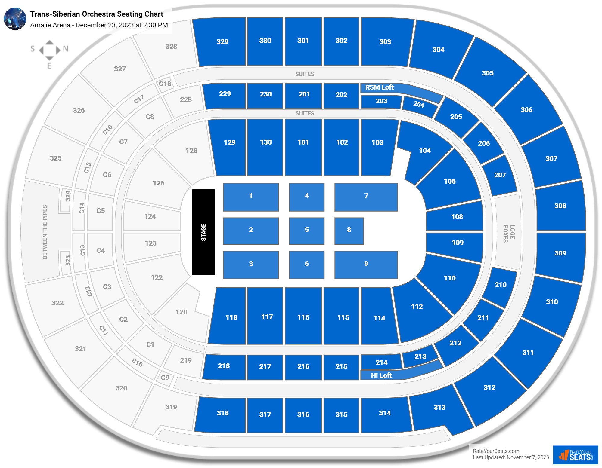 Trans-Siberian Orchestra seating chart Amalie Arena