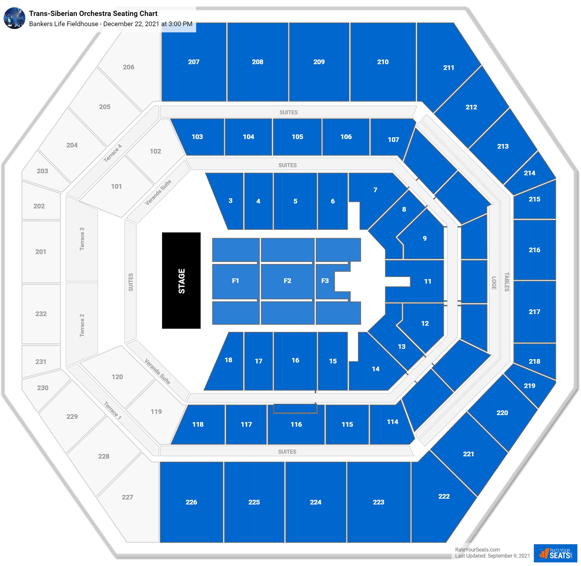 Trans-Siberian Orchestra seating chart Gainbridge Fieldhouse