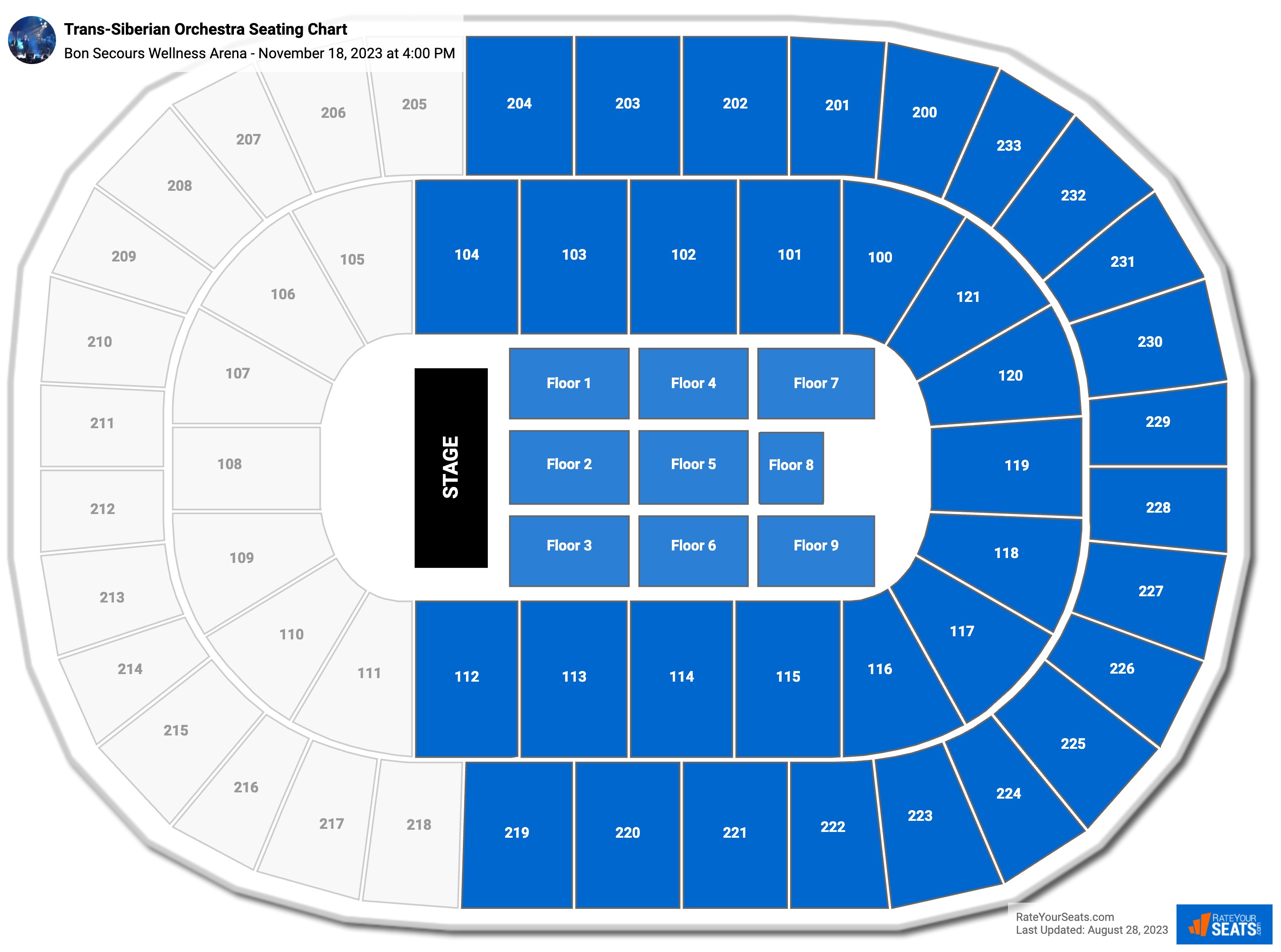 Trans-Siberian Orchestra seating chart Bon Secours Wellness Arena