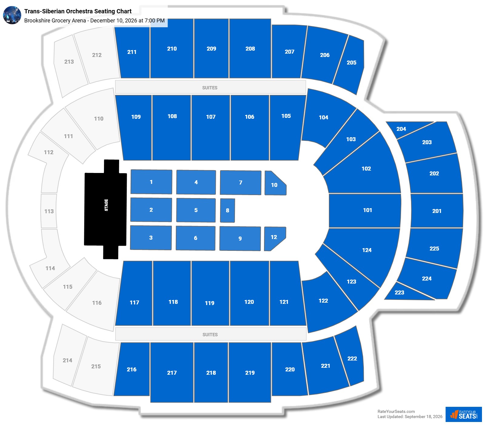 Trans-Siberian Orchestra Seating Chart at Brookshire Grocery Arena